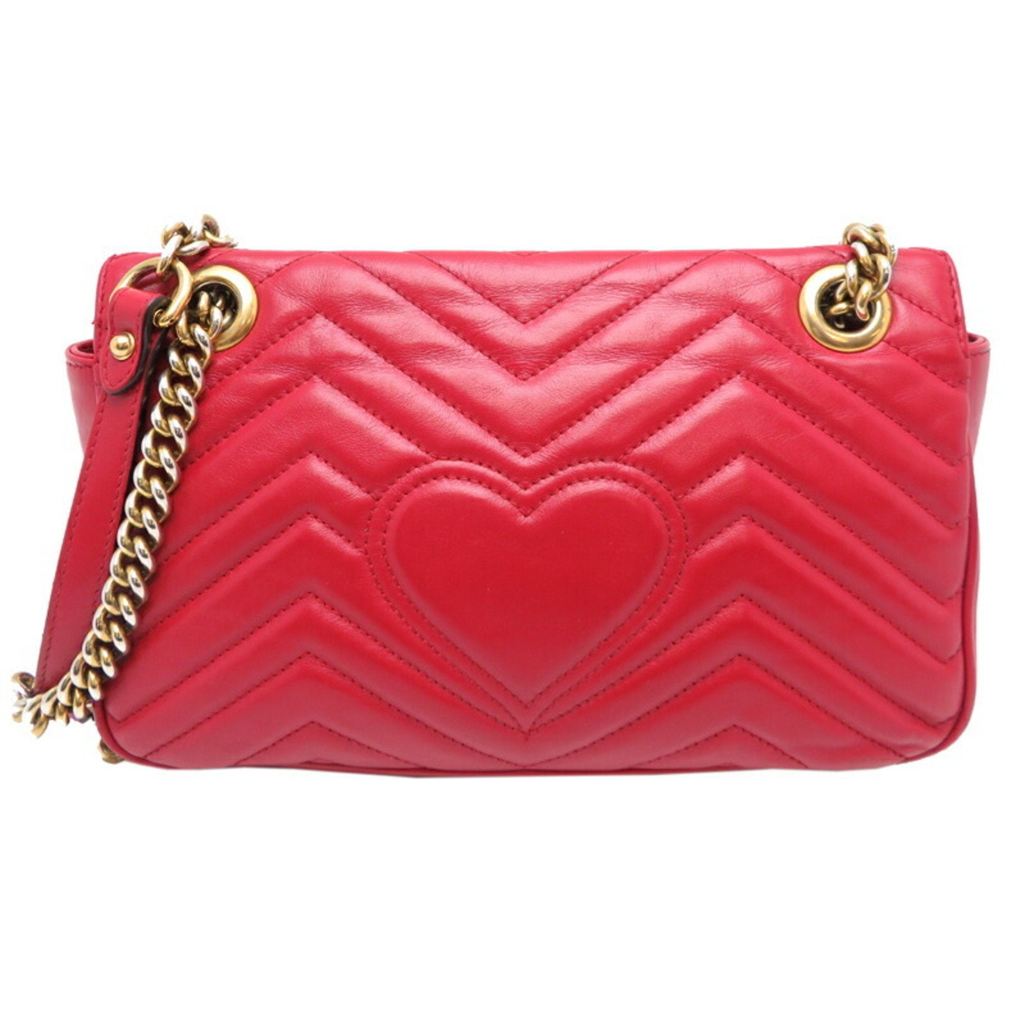 Gucci Gg Marmont Red Color Leather Shoulder Bag (Pre-Owned)