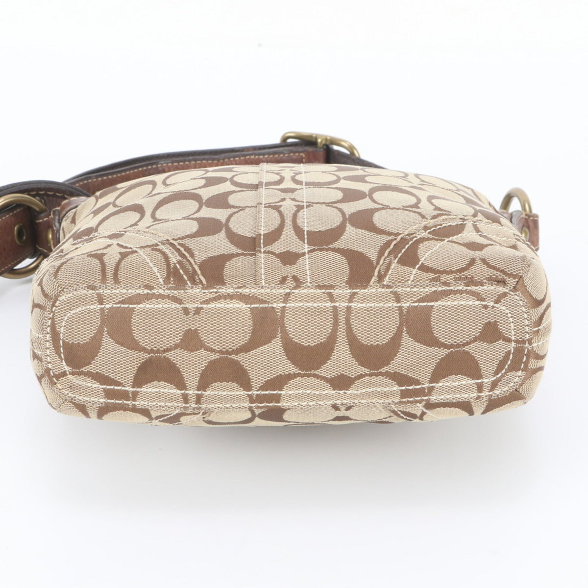 Coach Beige Brown Leather Canvas Crossbody Bag Handbag Shoulder Bag Tote Bag (Pre-Owned)
