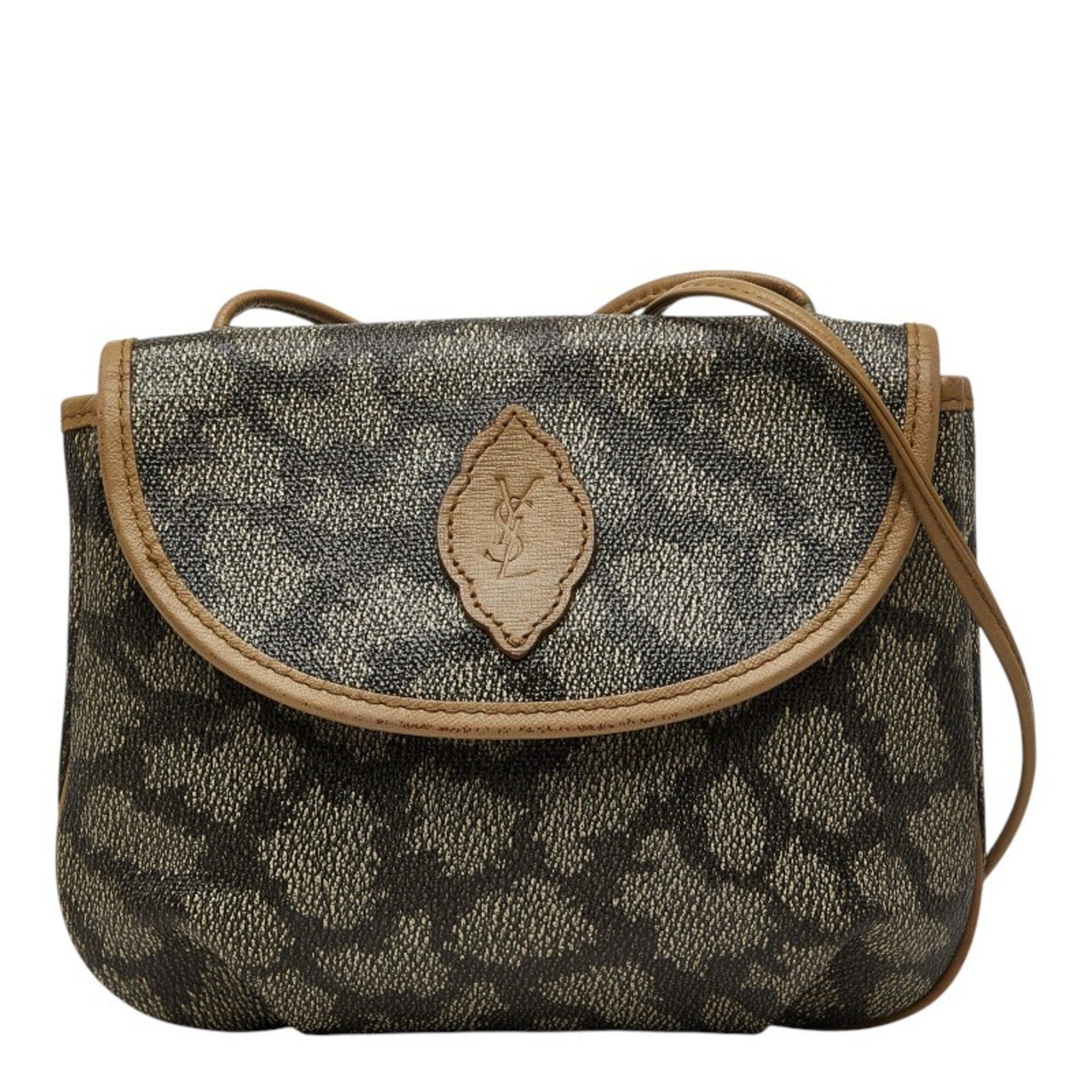 Saint Laurent Beige Brown Pvc Leather Shoulder Bag (Pre-Owned)