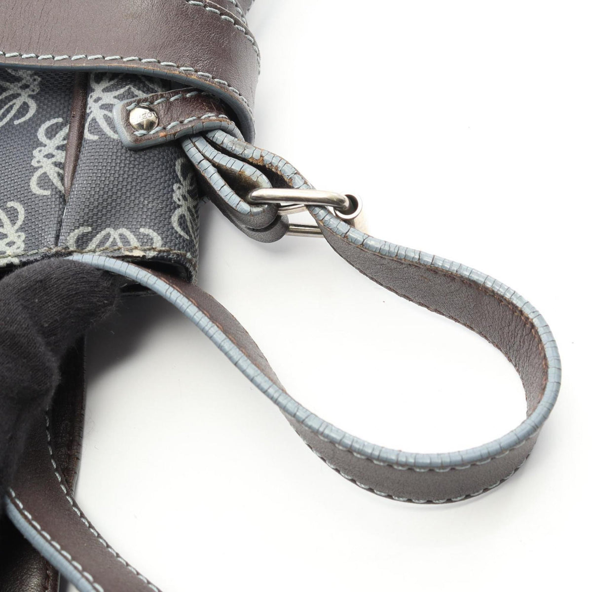 Loewe Blue Brown Coated Canvas Pvc Leather Shoulder Bag (Pre-Owned)