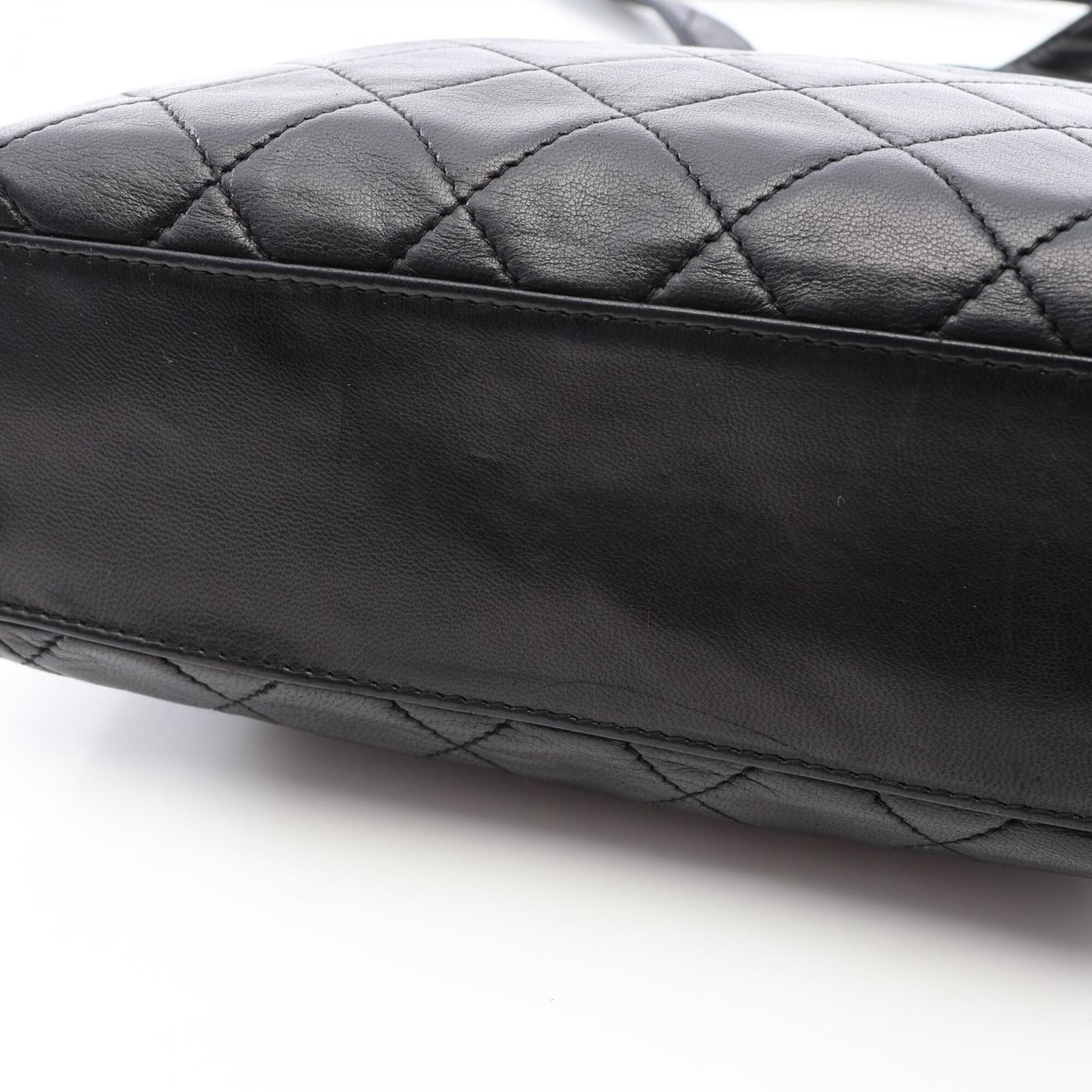 Chanel Black Leather Handbag Shoulder Bag (Pre-Owned)
