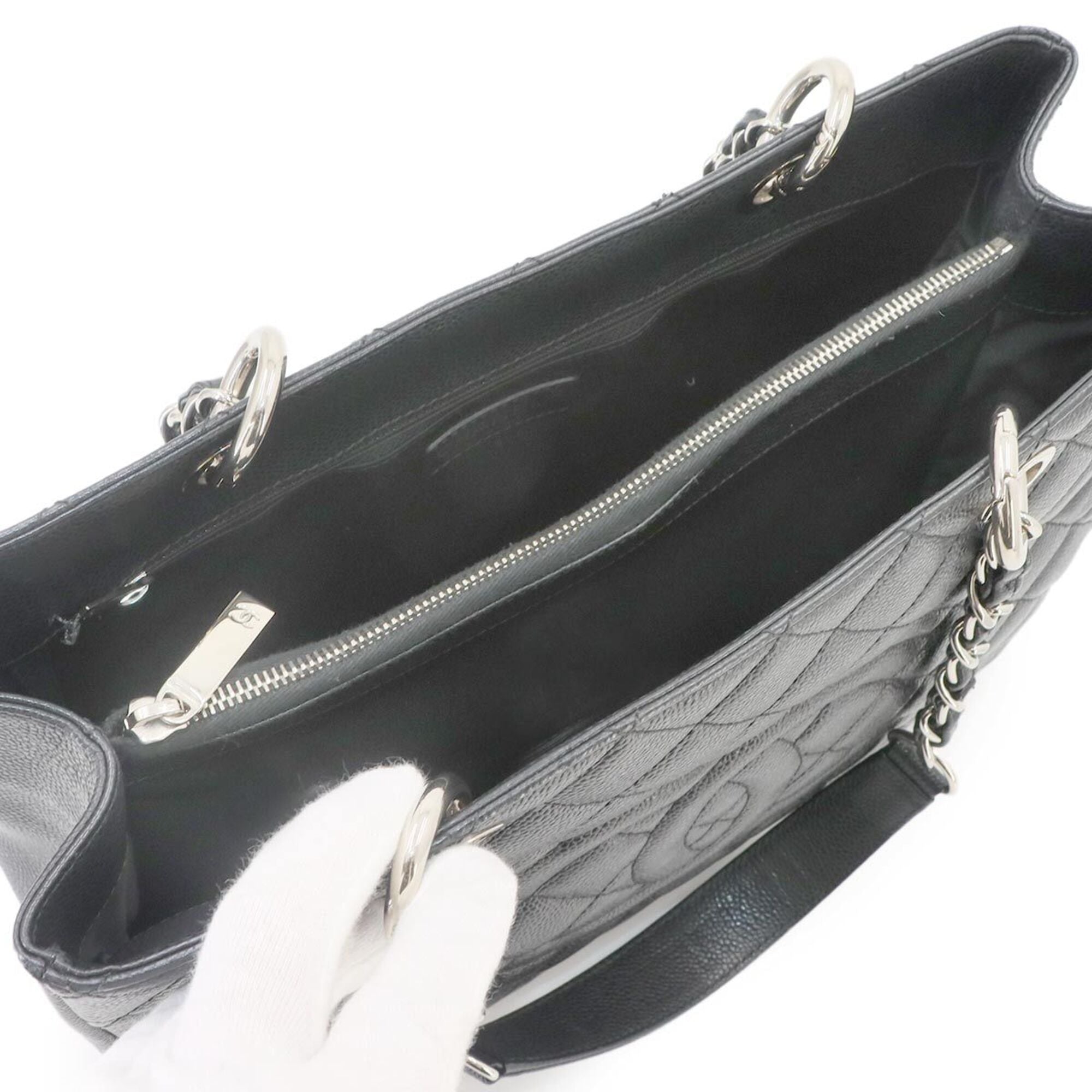 Chanel Black Grained Calfskin Handbag Tote Bag (Pre-Owned)