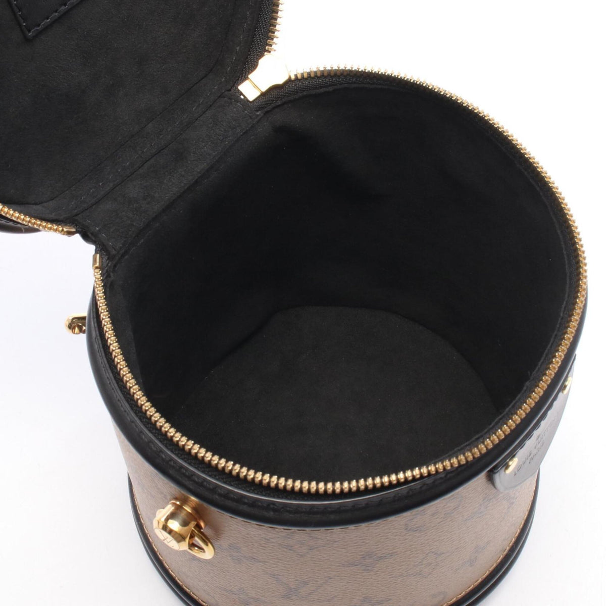 Louis Vuitton Black Brown Coated Canvas Leather Handbag (Pre-Owned)