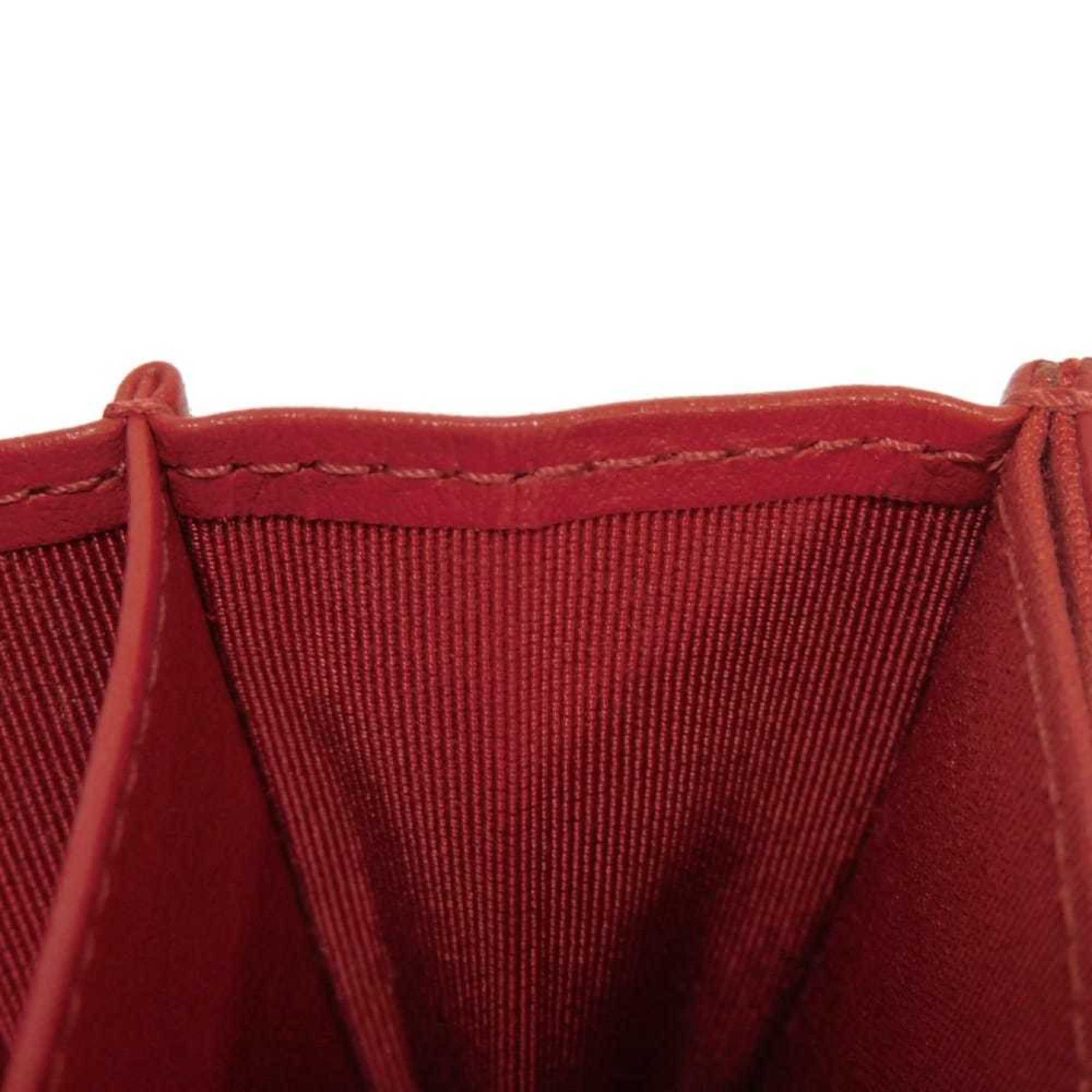 Chanel Red Color Leather Wallet (Bi-Fold) (Pre-Owned)