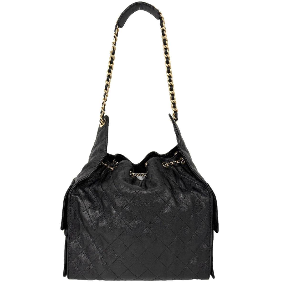 Chanel Black White Leather Pouch Shoulder Bag (Pre-Owned)