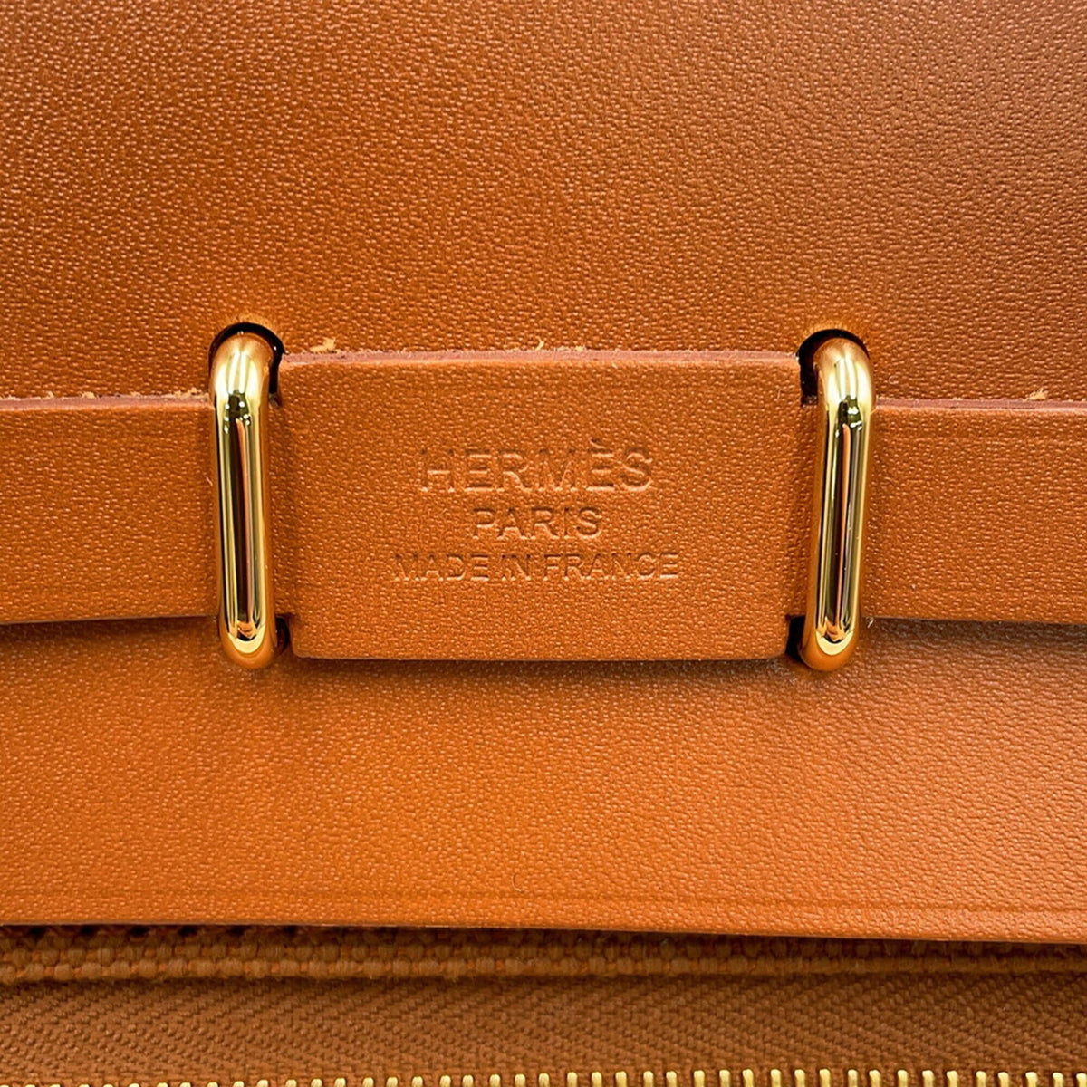 Hermes Fauve Canvas Leather Shoulder Bag