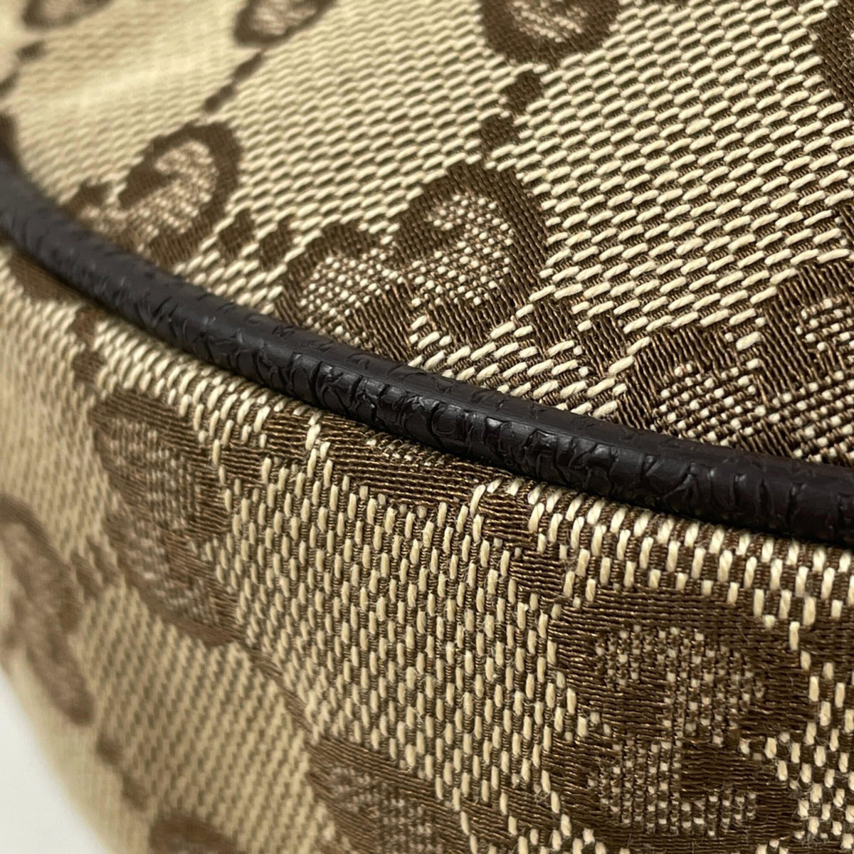 Gucci Beige Brown Gg Canvas Leather Shoulder Bag (Pre-Owned)