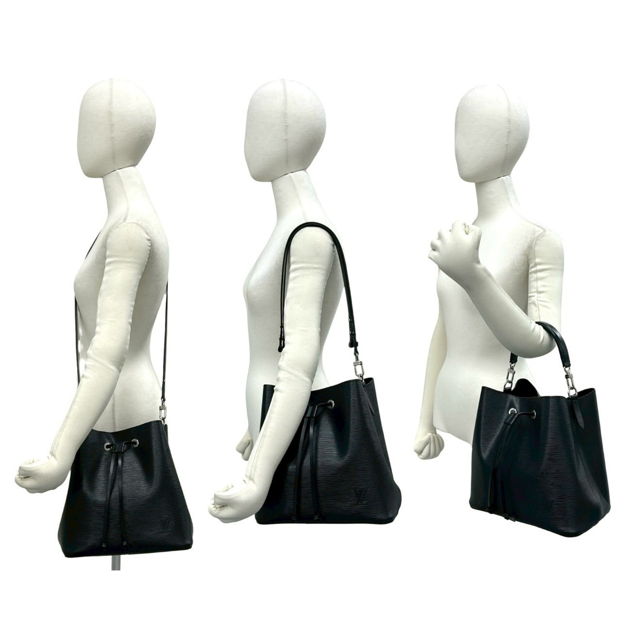 Louis Vuitton Black Leather Handbag Shoulder Bag (Pre-Owned)