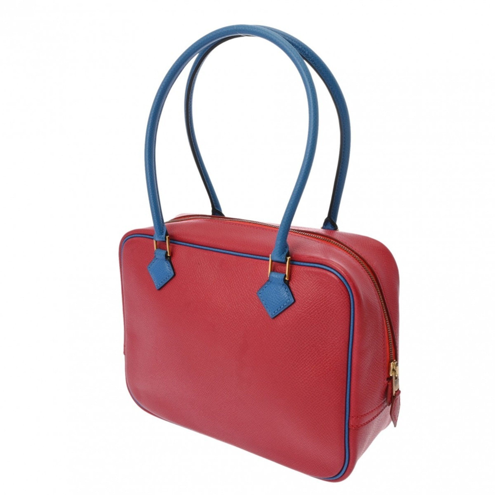 Hermes Blue Red Color Courchevel Leather Handbag (Pre-Owned)