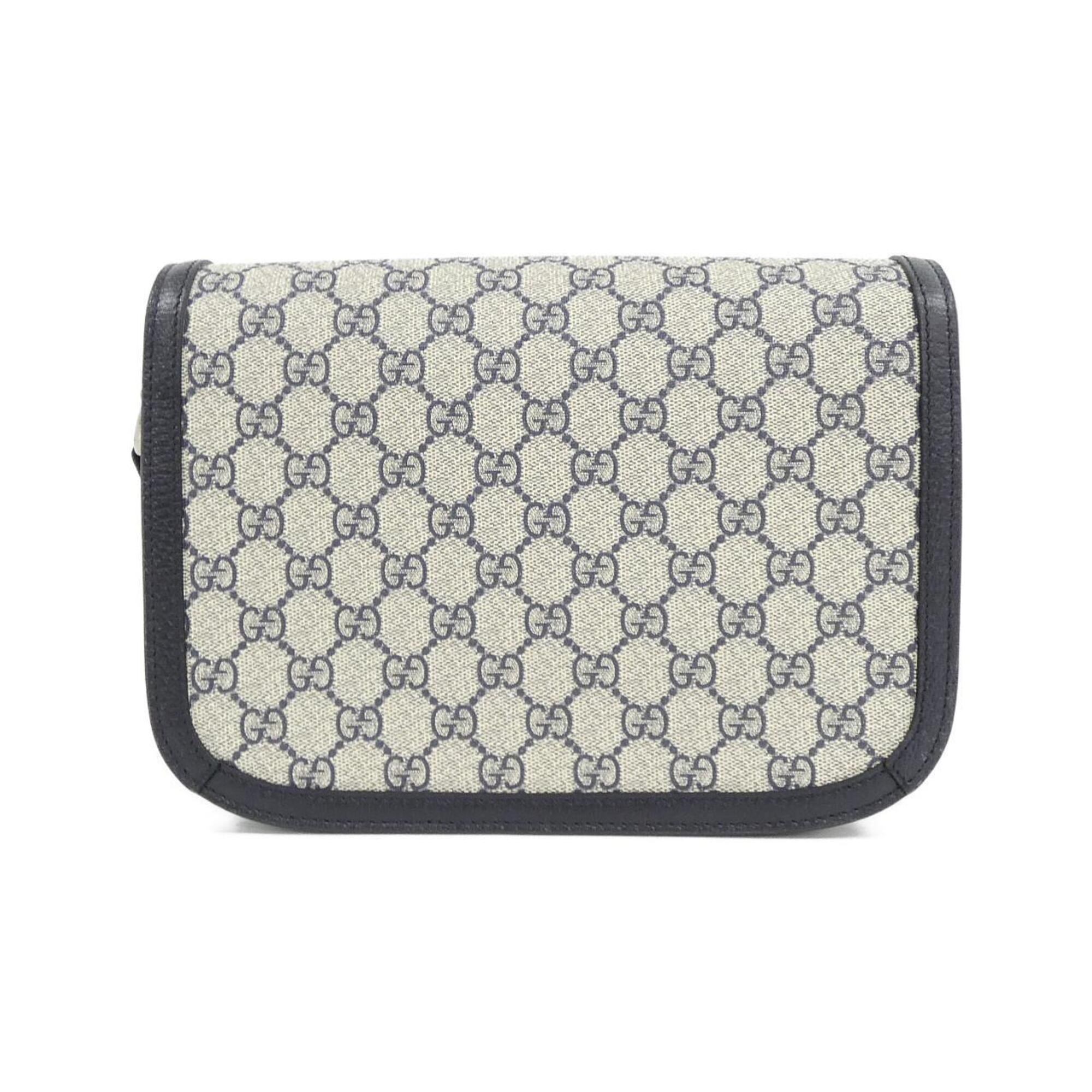 Gucci Beige Blue Gg Supreme Leather Shoulder Bag (Pre-Owned)