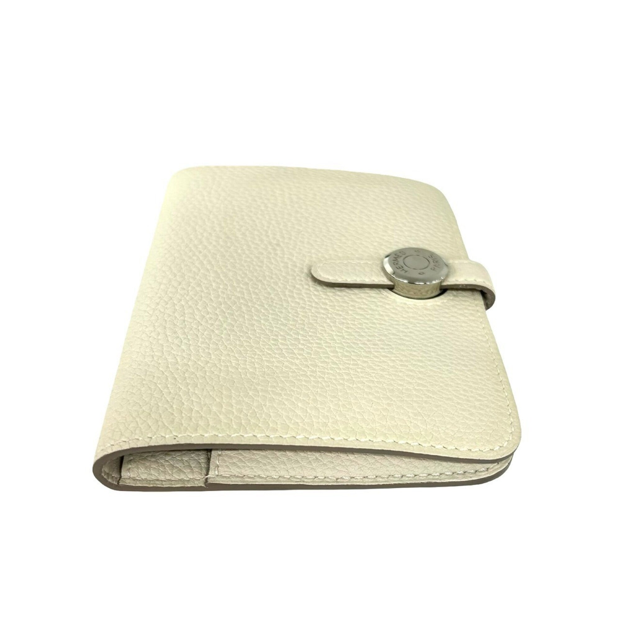 Hermes White Taurillon Clemence Leather Wallet (Bi-Fold) (Pre-Owned)