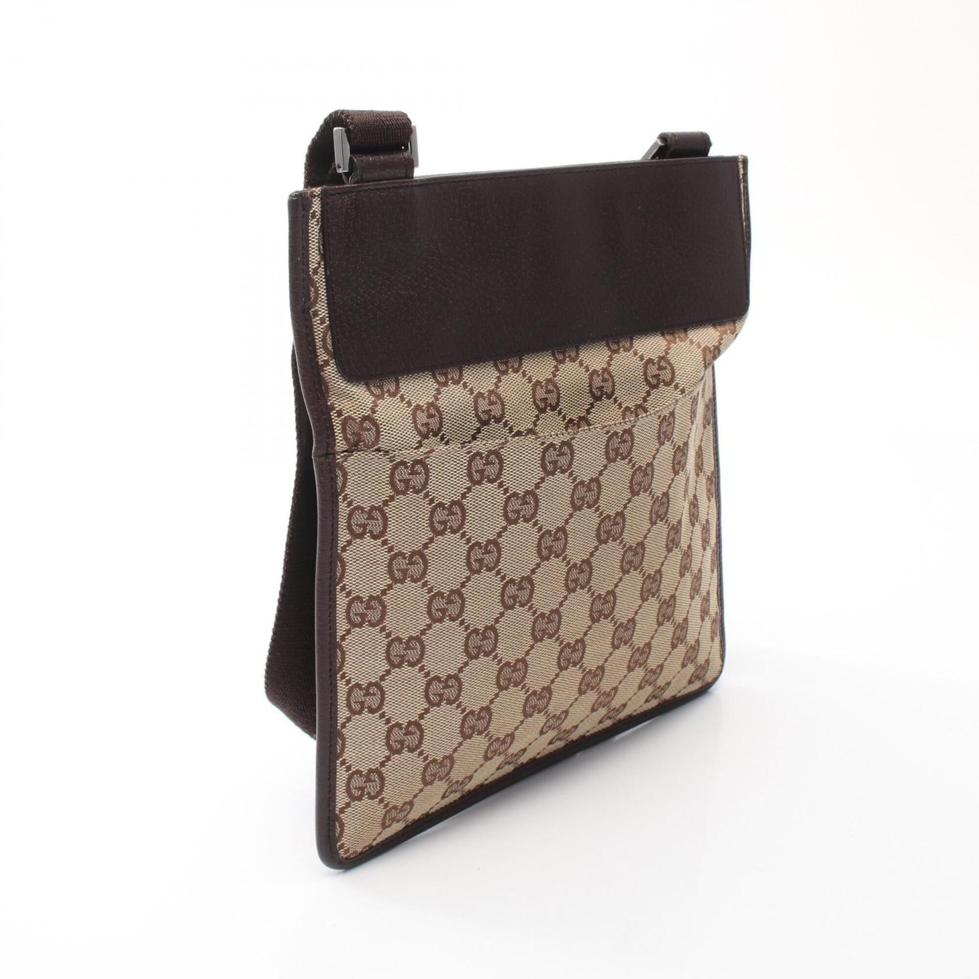 Gucci Beige Brown Canvas Leather Handbag Shoulder Bag (Pre-Owned)