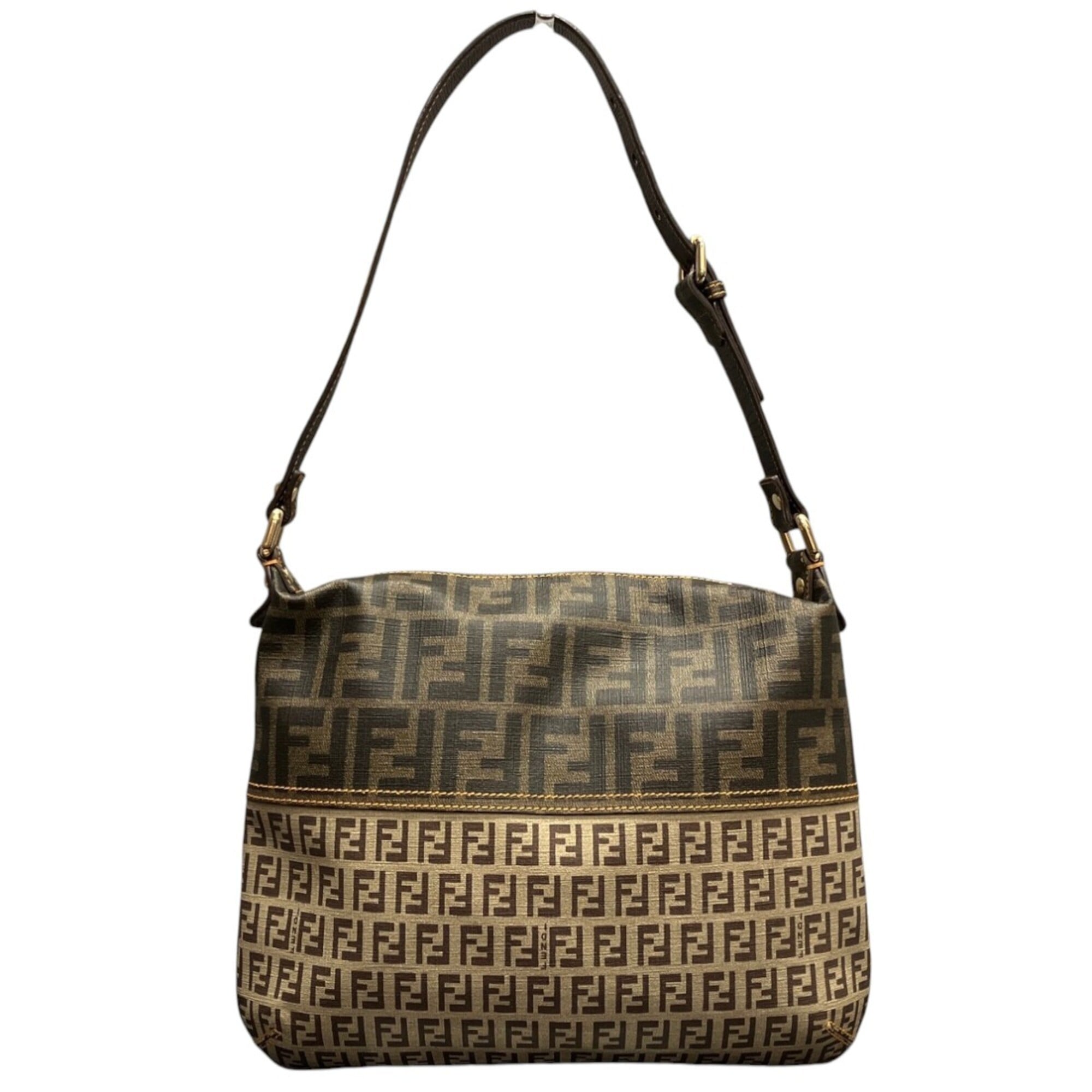 Fendi Brown Zucca Pvc Leather Shoulder Bag (Pre-Owned)