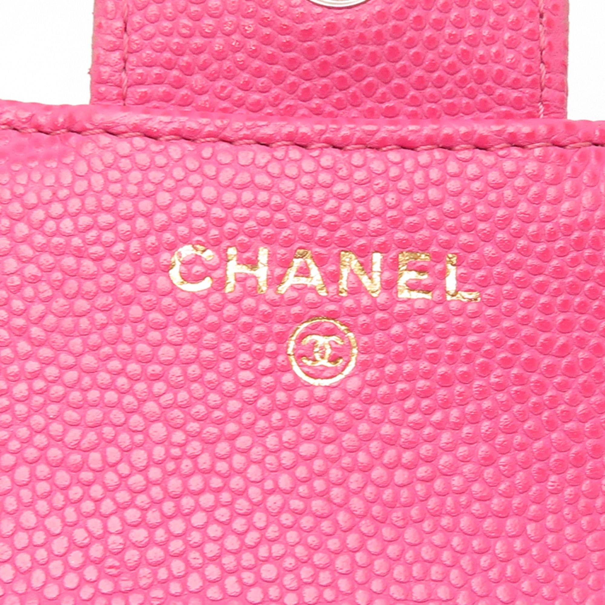 Chanel Pink Grained Calfskin Wallet (Tri-Fold) (Pre-Owned)