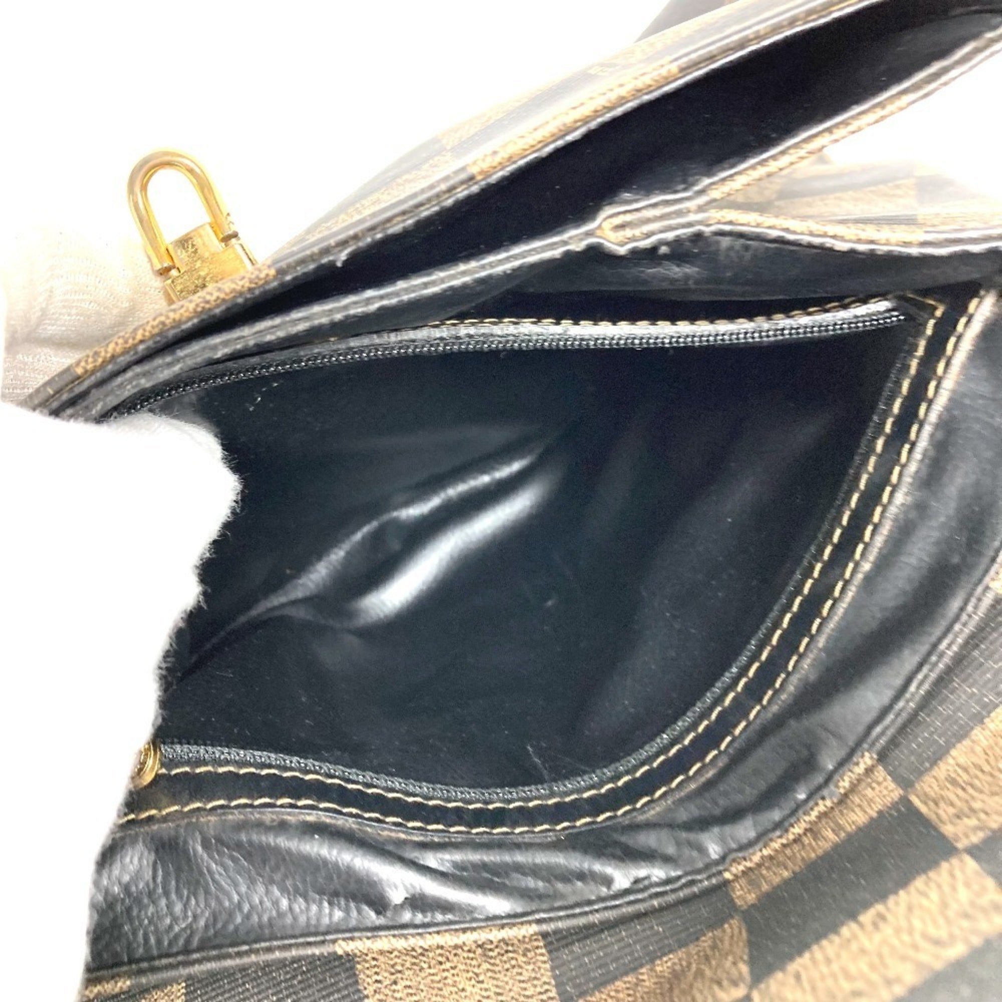 Fendi Brown Khaki Leather Pvc Handbag Tote Bag (Pre-Owned)