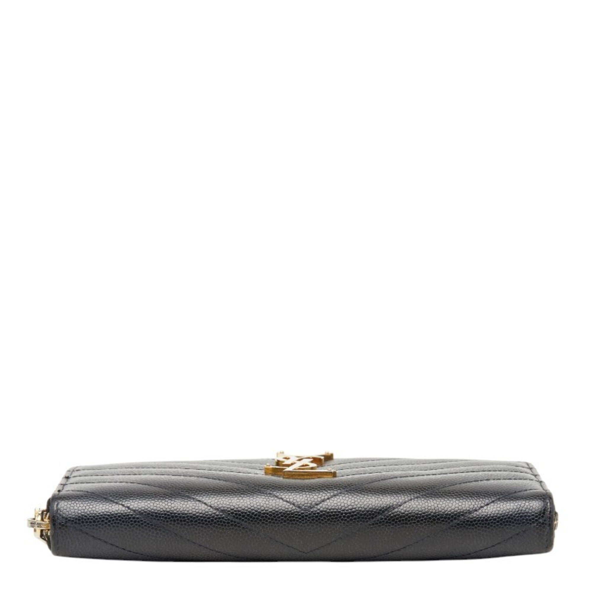 Saint Laurent Black Leather Long Wallet (Bi-Fold) (Pre-Owned)