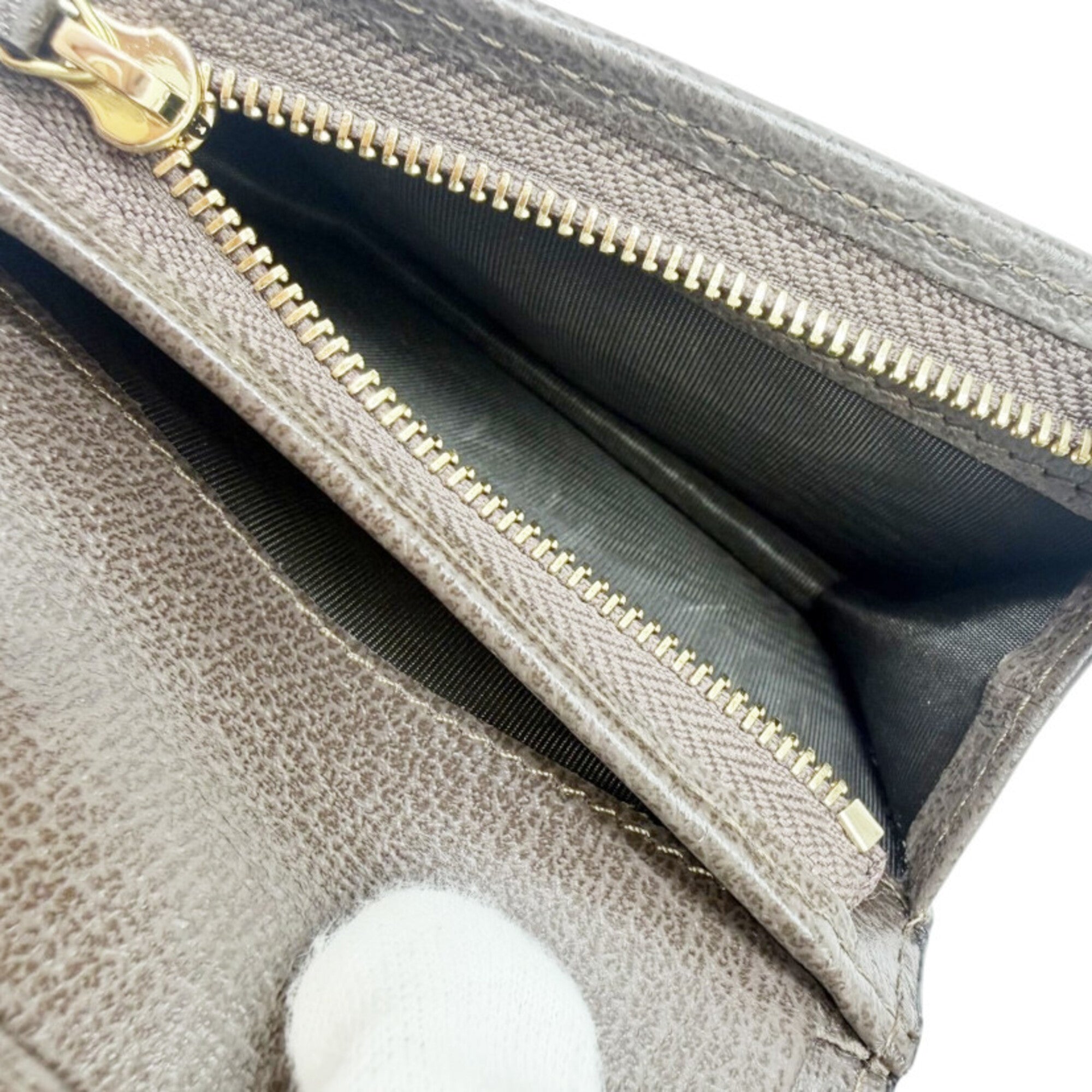 Gucci Beige Brown Leather Gg Canvas Wallet (Bi-Fold) (Pre-Owned)