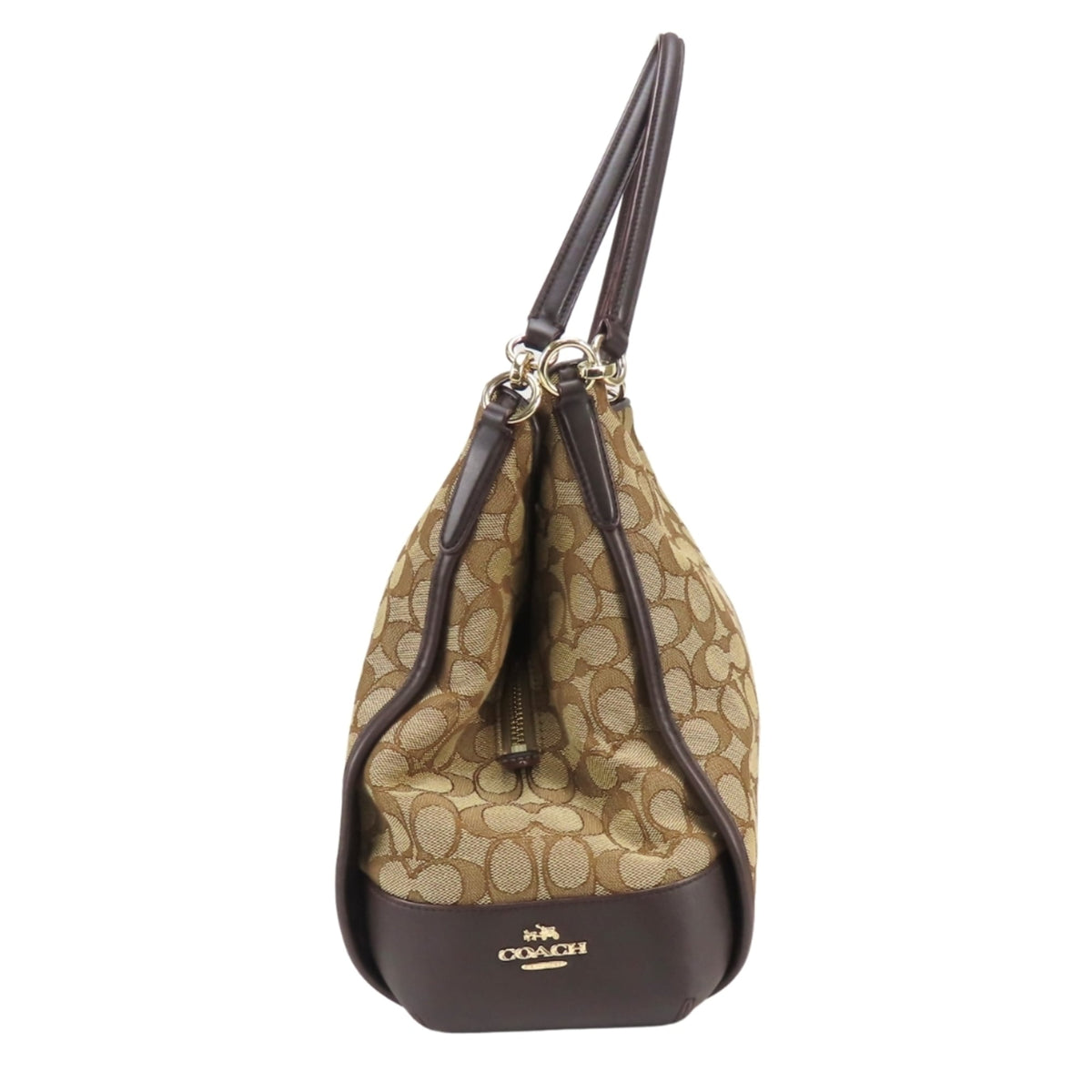 Coach Beige Brown Signature Line Tote Bag (Pre-Owned)