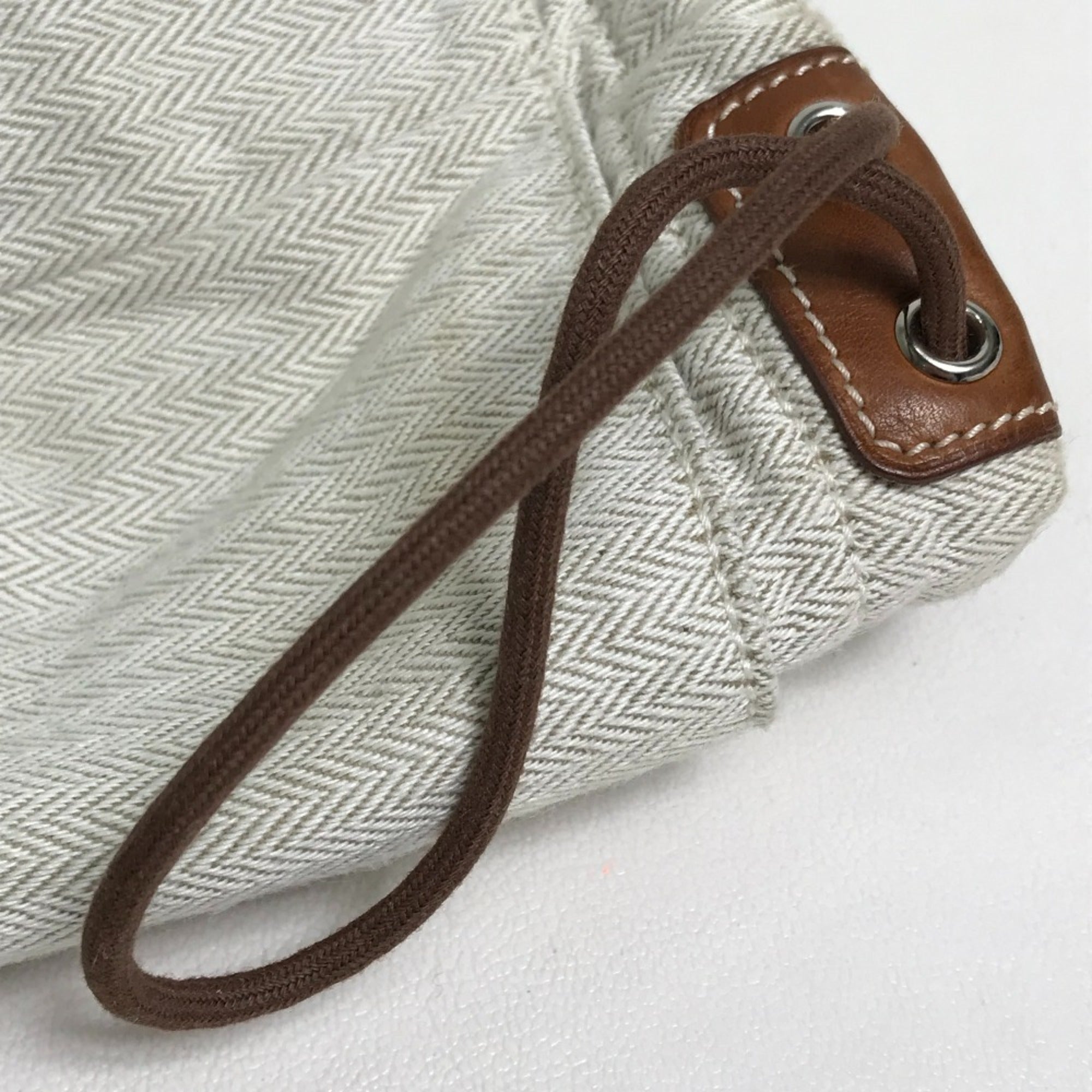 Hermes Beige Toile Chevron Pouch (Pre-Owned)