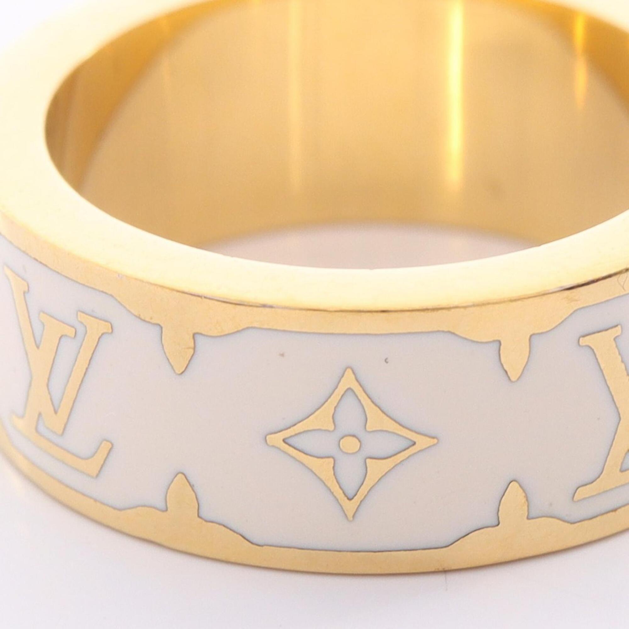 Louis Vuitton Gold Ivory Enamel Gold Plating Band Ring (Pre-Owned)