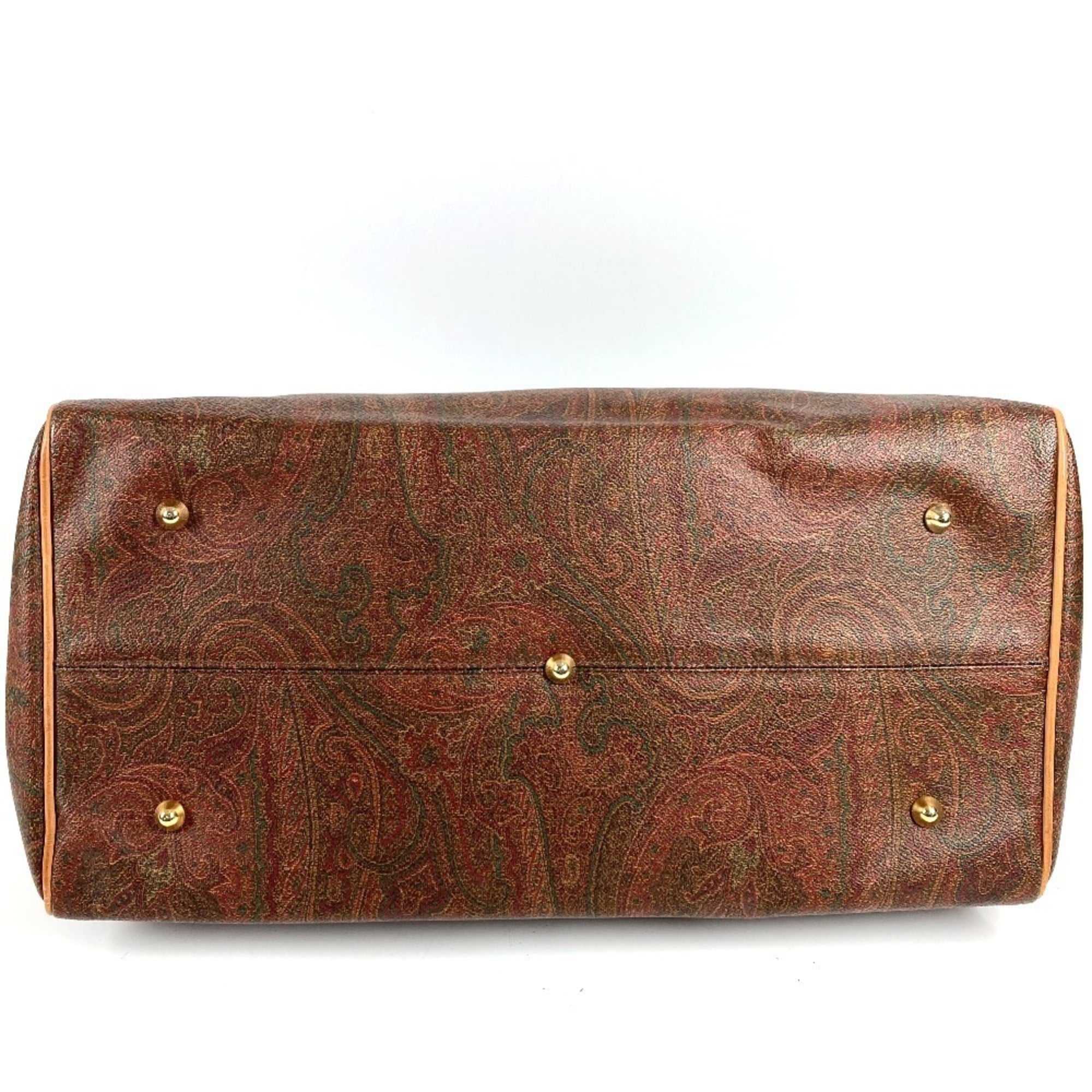Etro Brown Leather Boston Bag Handbag Tote Bag (Pre-Owned)