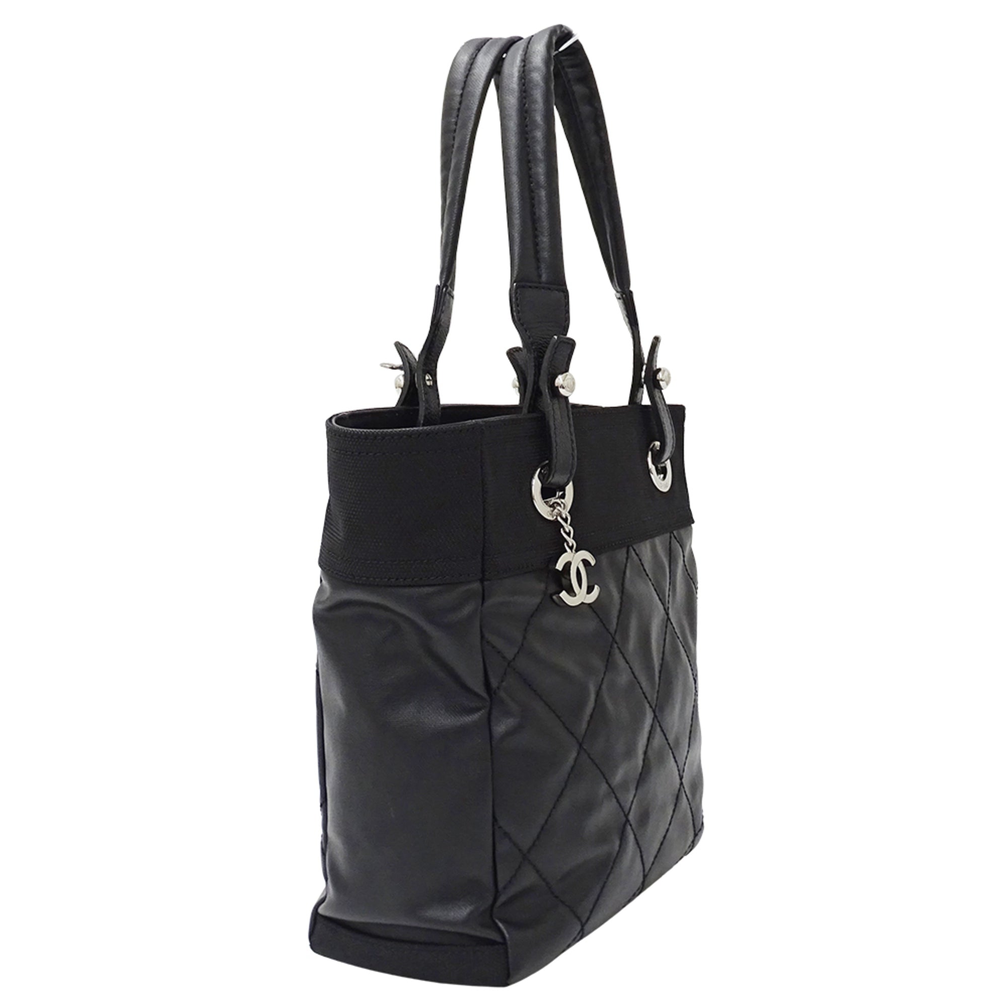 Chanel Black Coated Canvas Handbag Tote Bag (Pre-Owned)