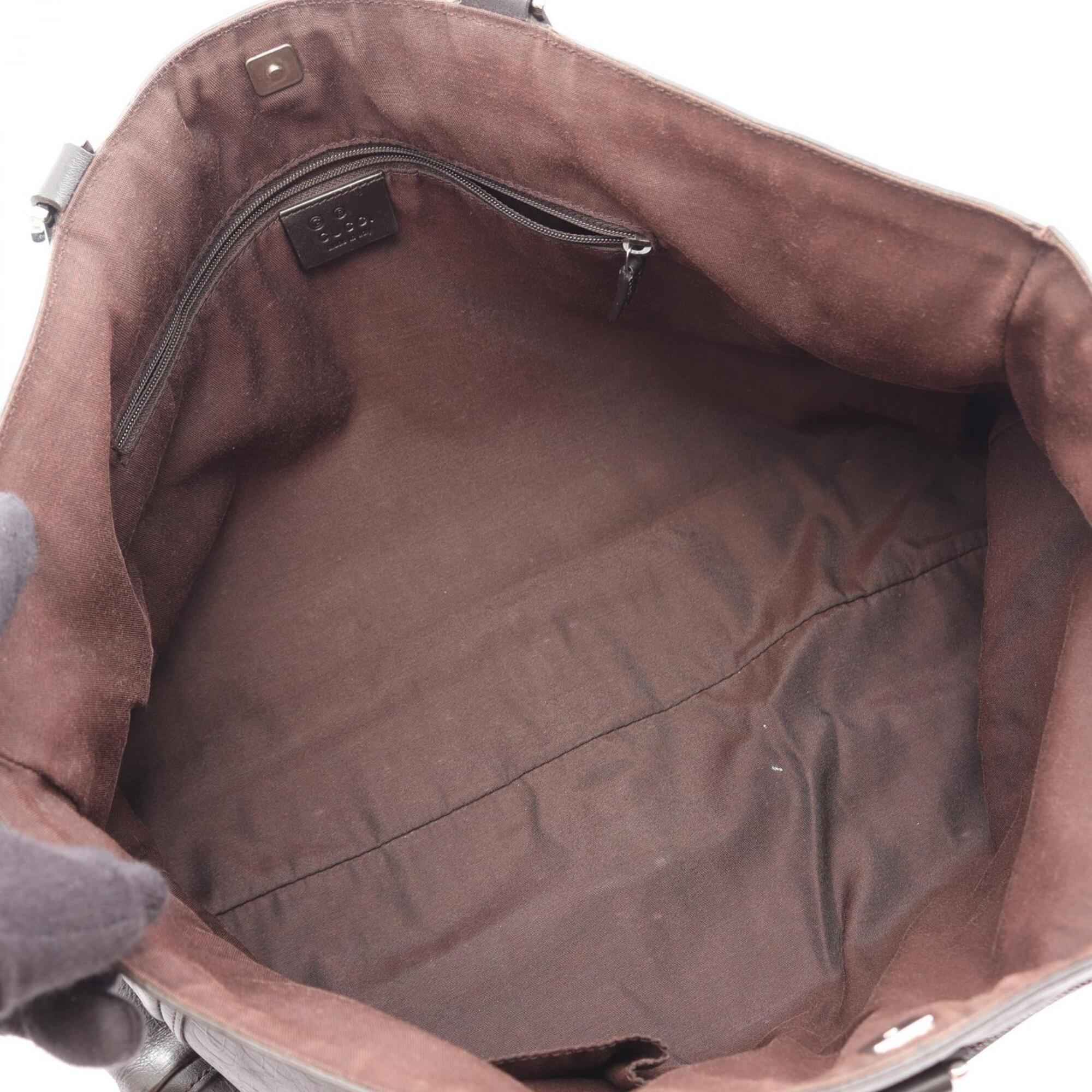 Gucci Abbey Brown Leather Handbag Tote Bag (Pre-Owned)