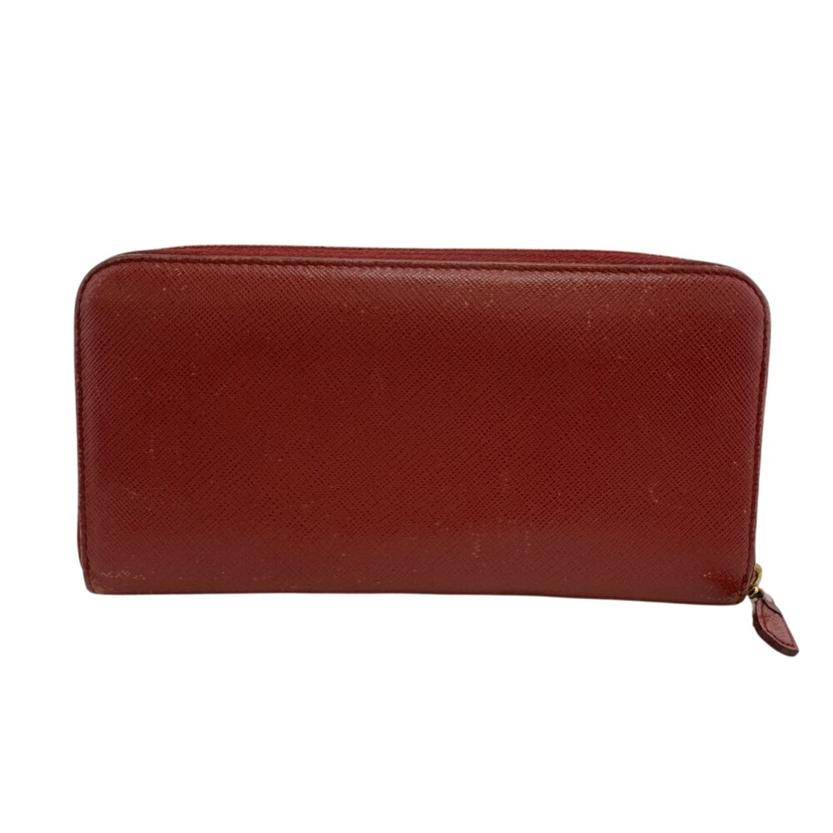 Prada Saffiano Fuoco Red Color Leather Long Wallet (Bi-Fold) (Pre-Owned)