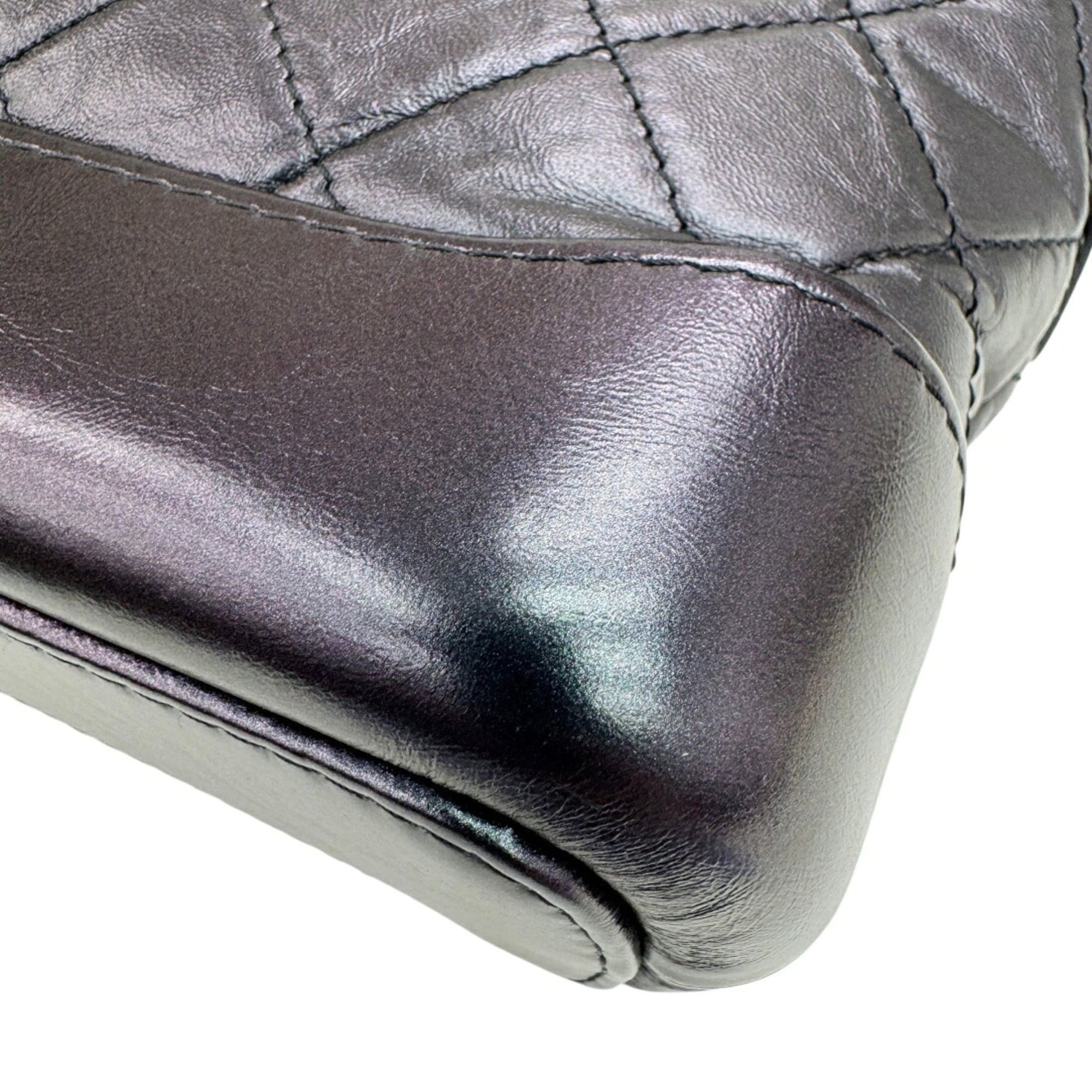 Chanel Metallic Black Leather Shoulder Bag (Pre-Owned)