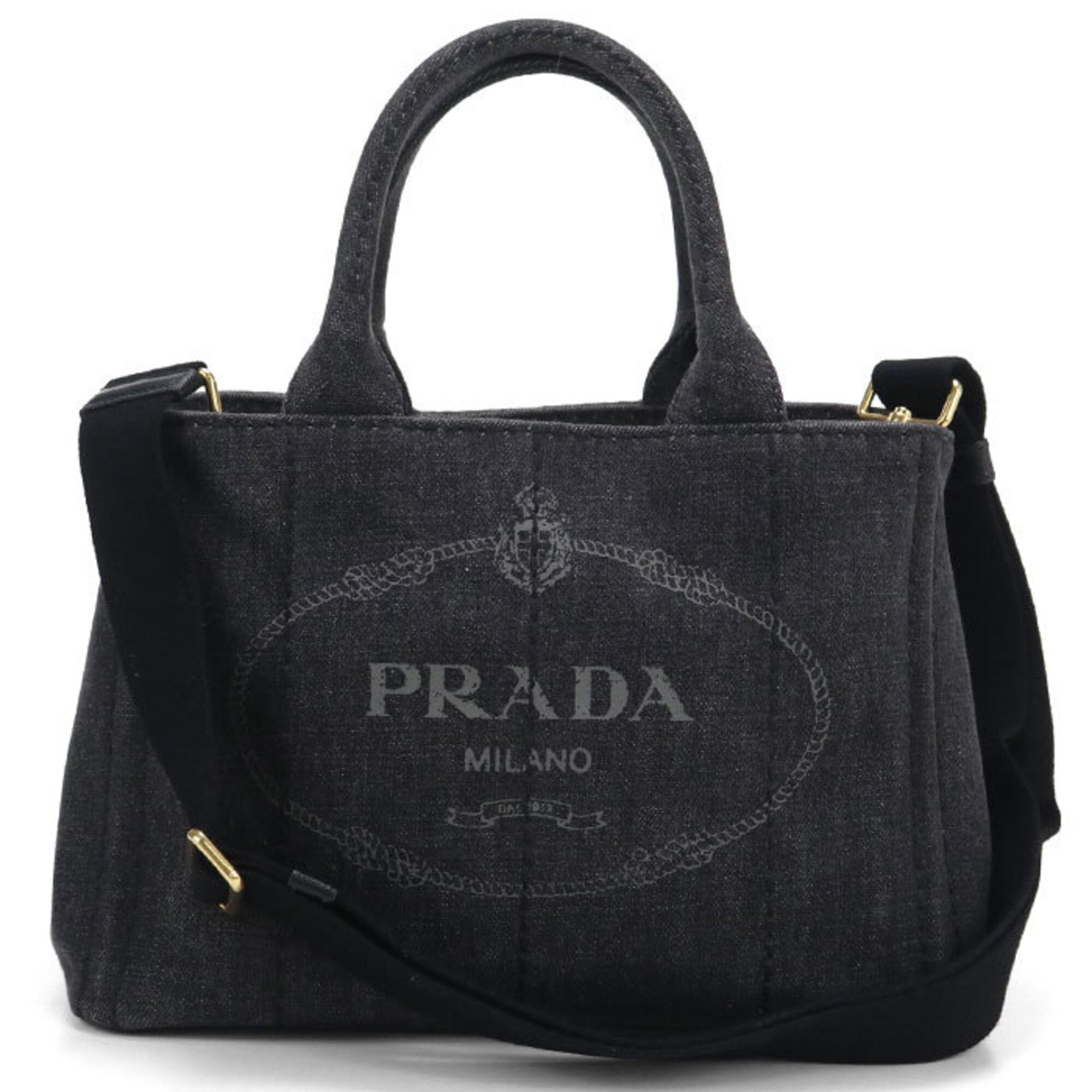 Prada Black Cotton Canvas Tote Bag (Pre-Owned)