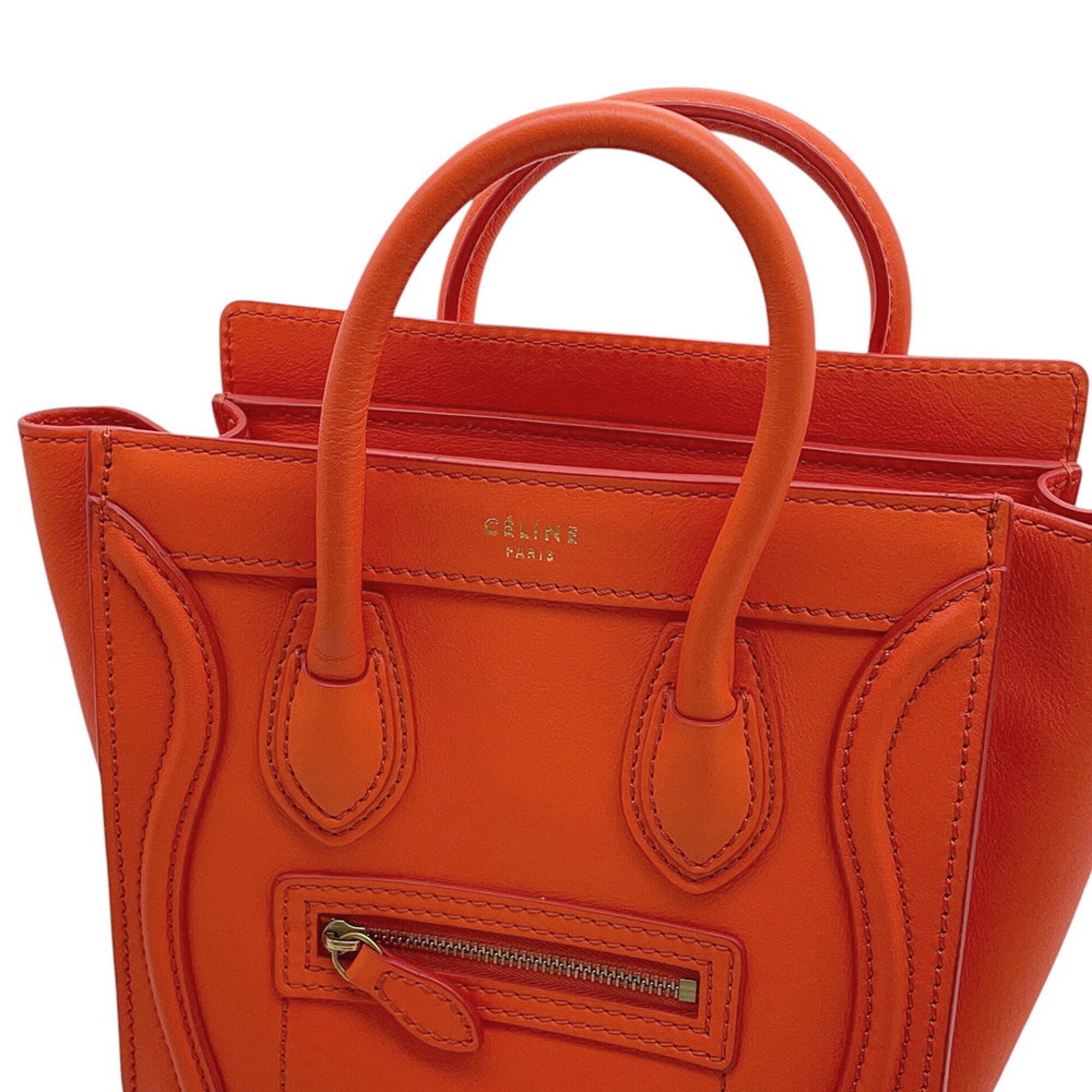 Celine Orange Leather Handbag Shoulder Bag (Pre-Owned)