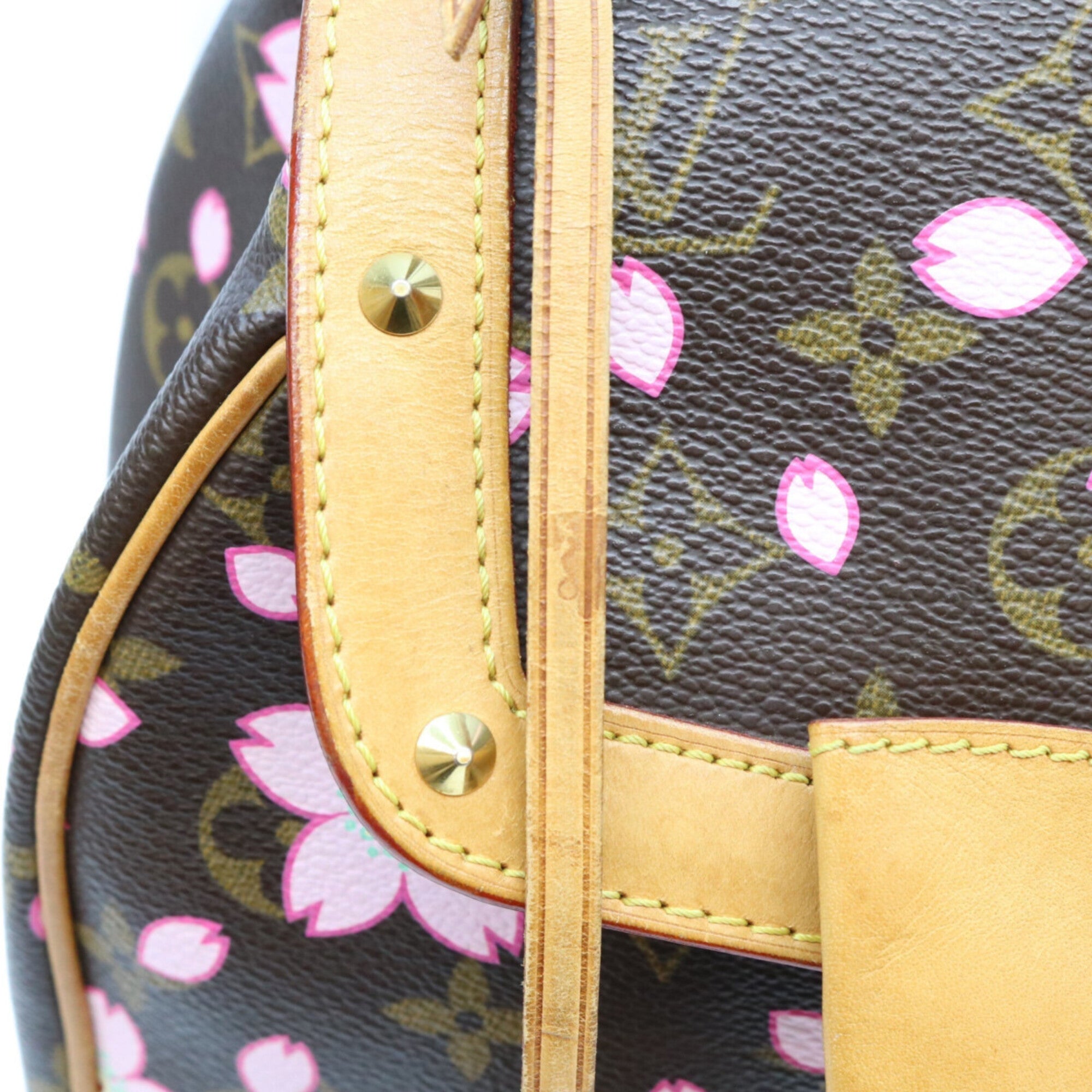 Louis Vuitton Brown Pink Monogram Cherry Blossom Handbag (Pre-Owned)