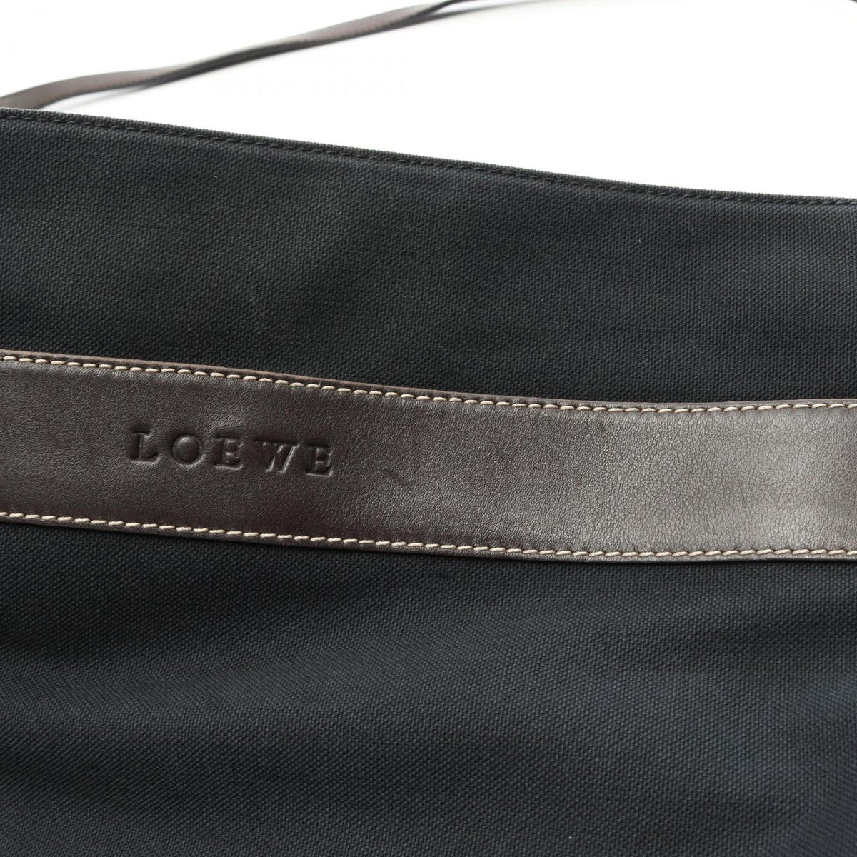 Loewe Brown Green Canvas Leather Handbag Shoulder Bag (Pre-Owned)