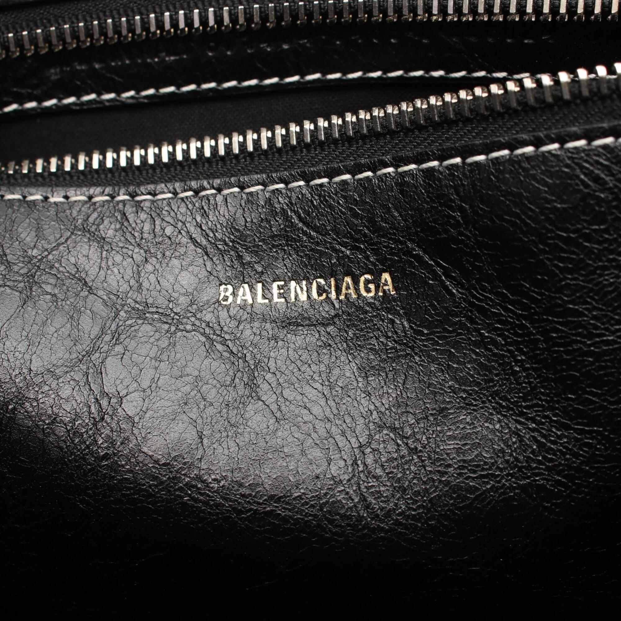 Balenciaga Black White Yellow Leather Handbag (Pre-Owned)