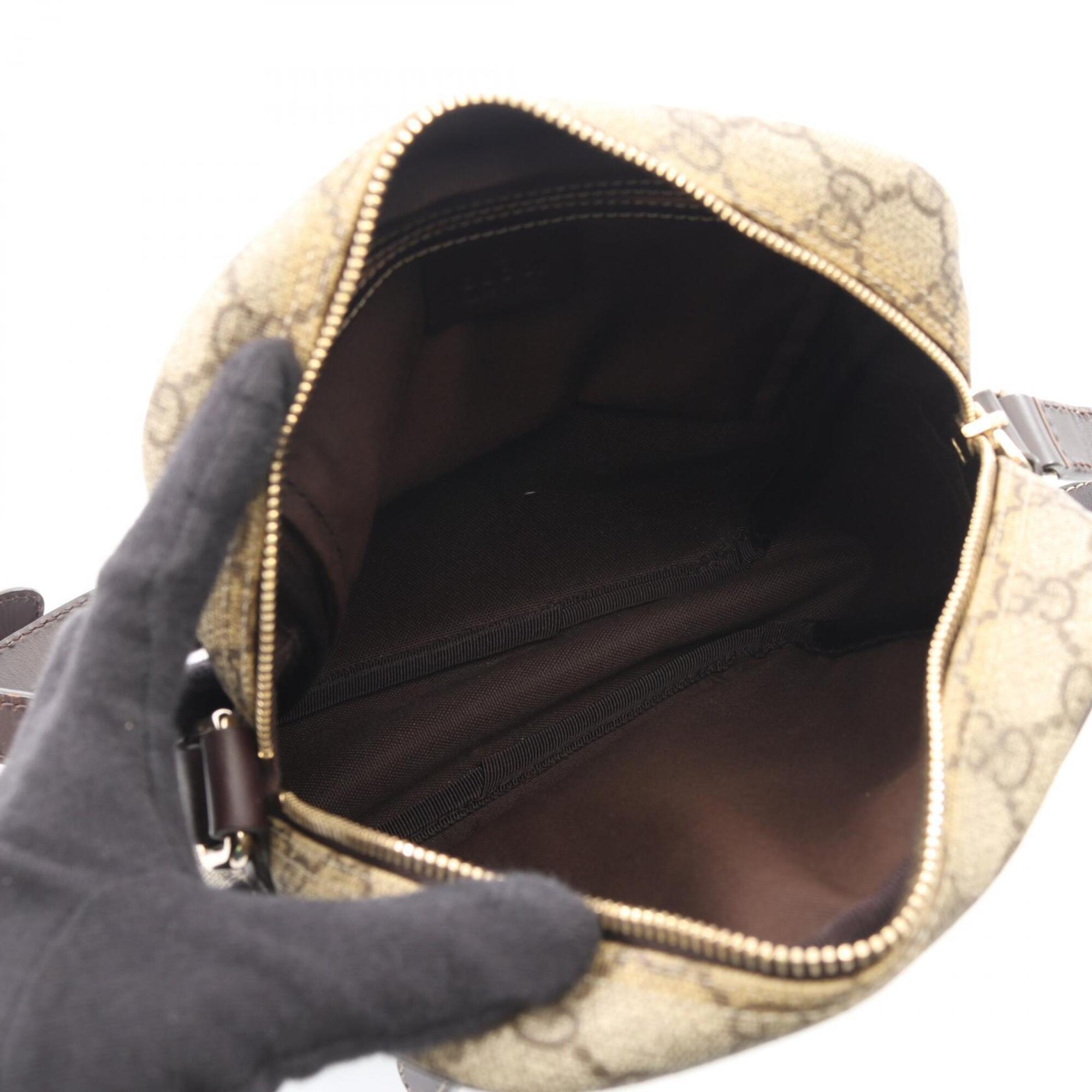 Gucci Beige Brown Gg Supreme Leather Shoulder Bag (Pre-Owned)