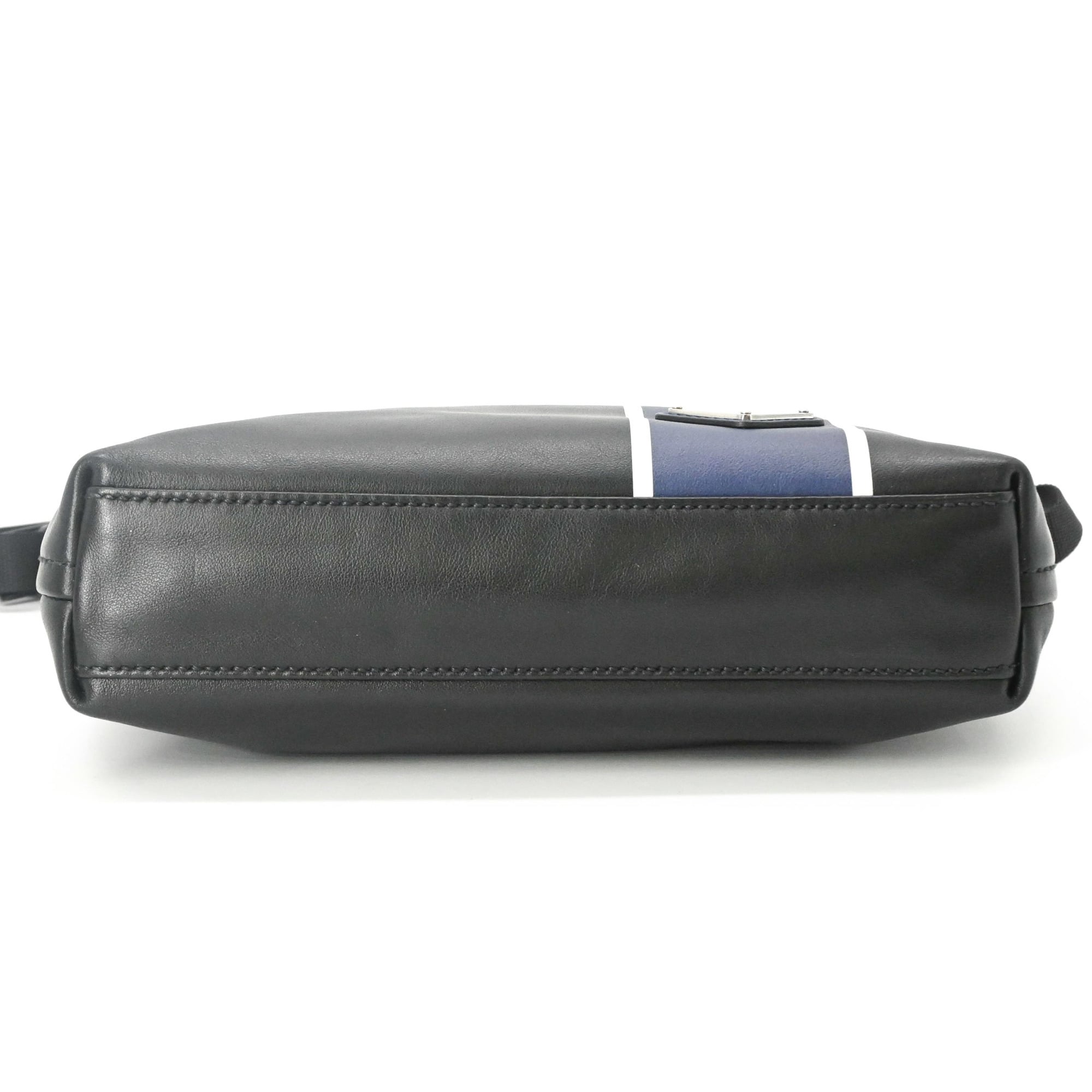 Prada Black Blue Leather Shoulder Bag (Pre-Owned)