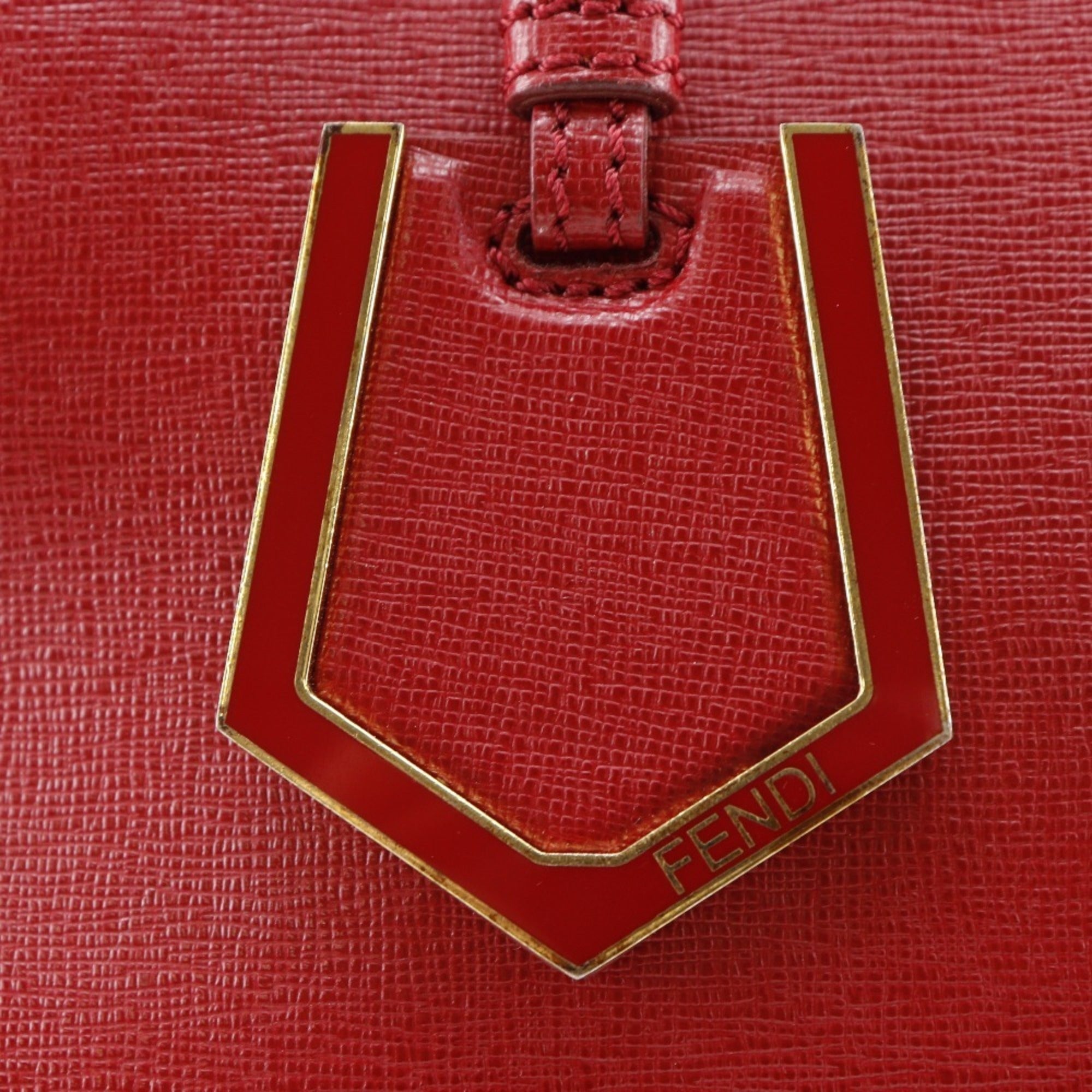 Fendi Red Color Leather Handbag (Pre-Owned)