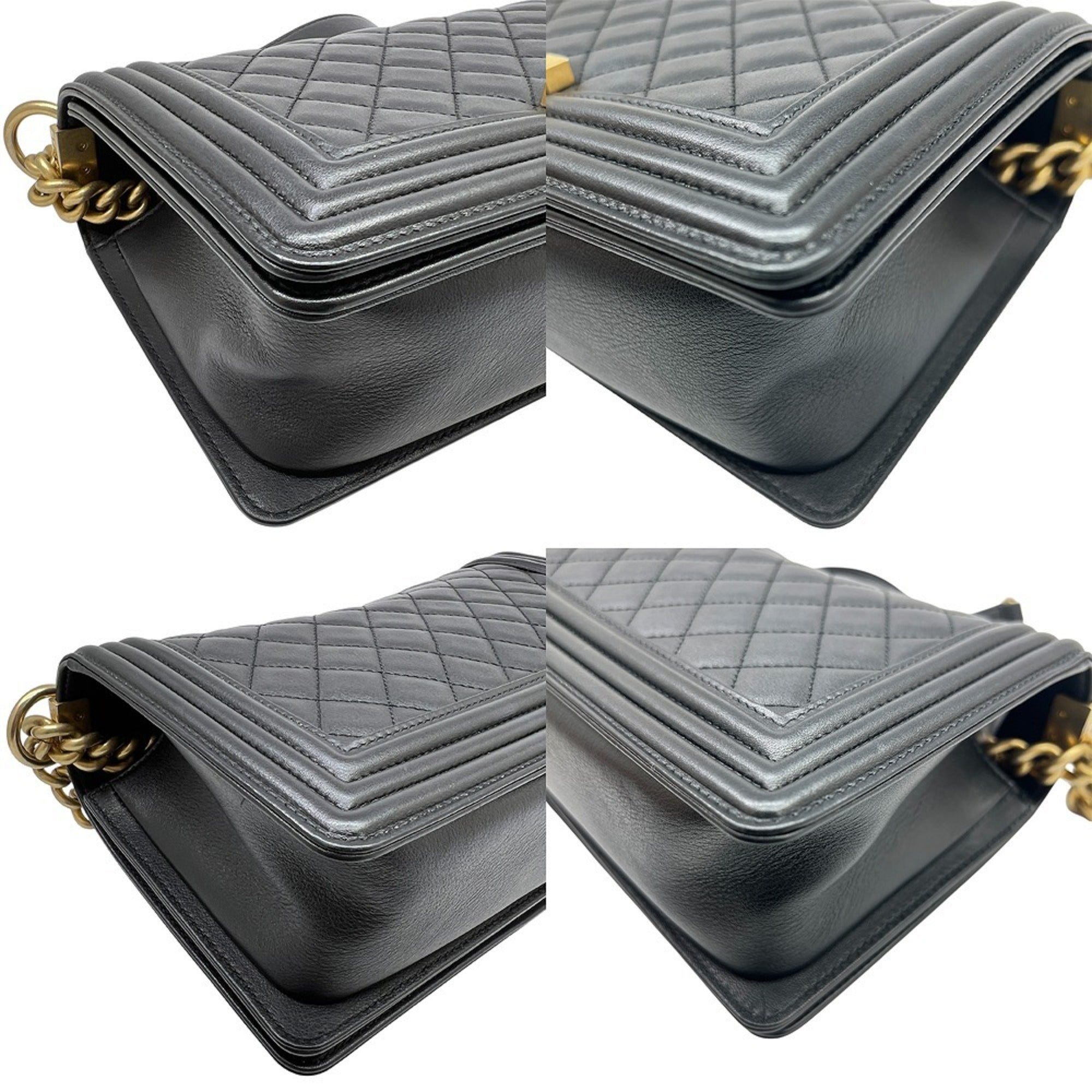 Chanel Matelasse Black Leather Shoulder Bag (Pre-Owned)
