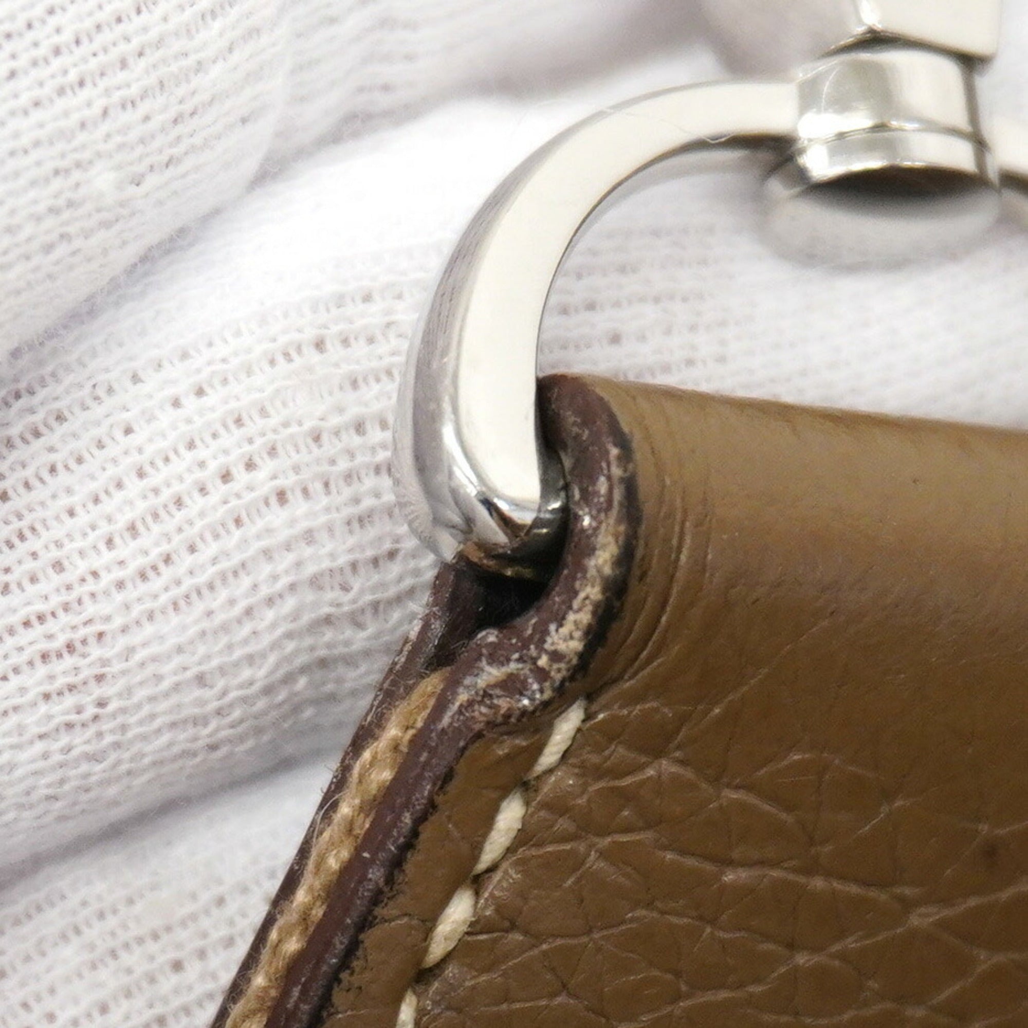 Hermes Etoupe Gray Taurillon Clemence Leather Shoulder Bag (Pre-Owned)