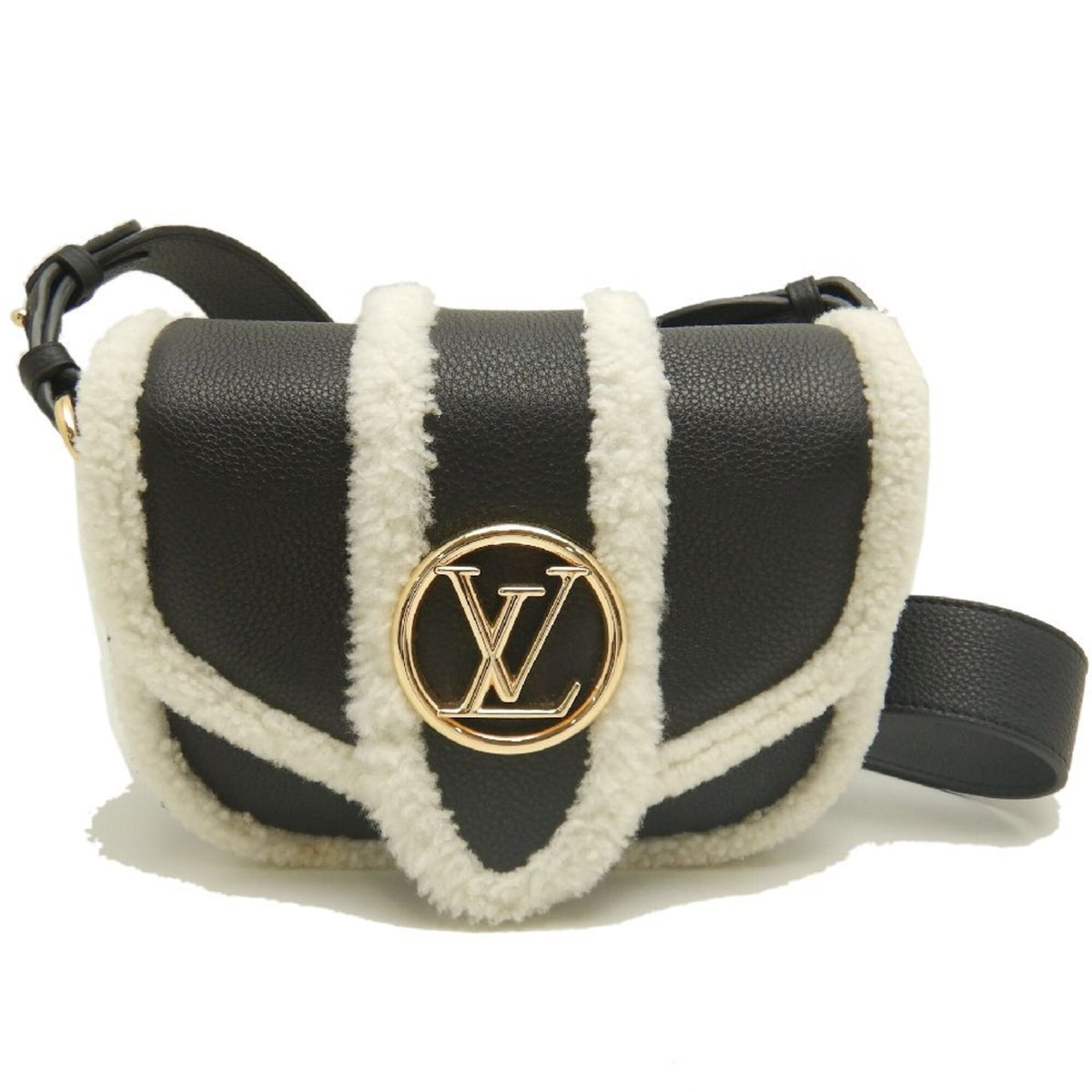 Louis Vuitton Noir White Wool Leather Shoulder Bag (Pre-Owned)