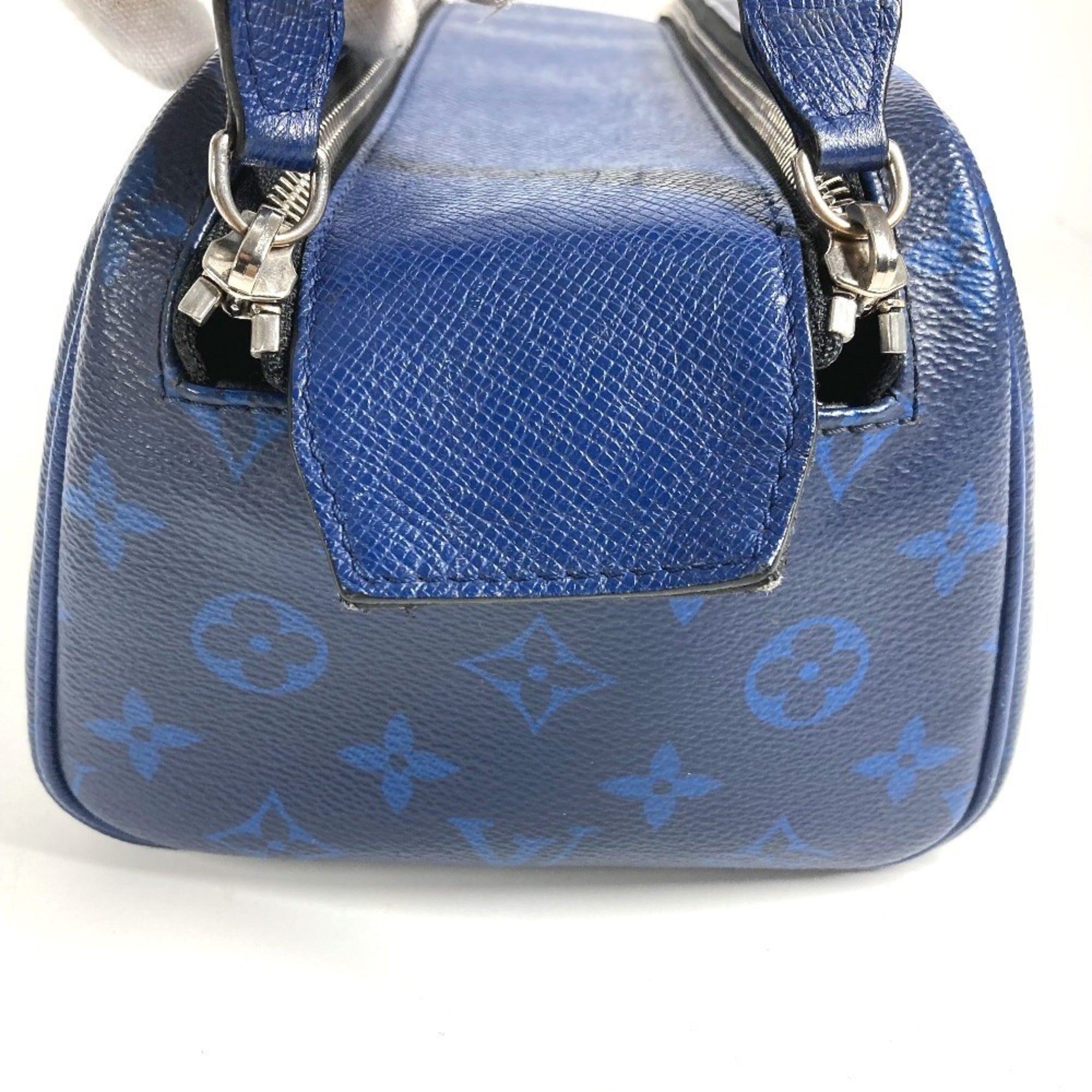 Louis Vuitton Blue Taiga Leather Monogram Canvas Leather Clutch Bag Handbag Pouch (Pre-Owned)