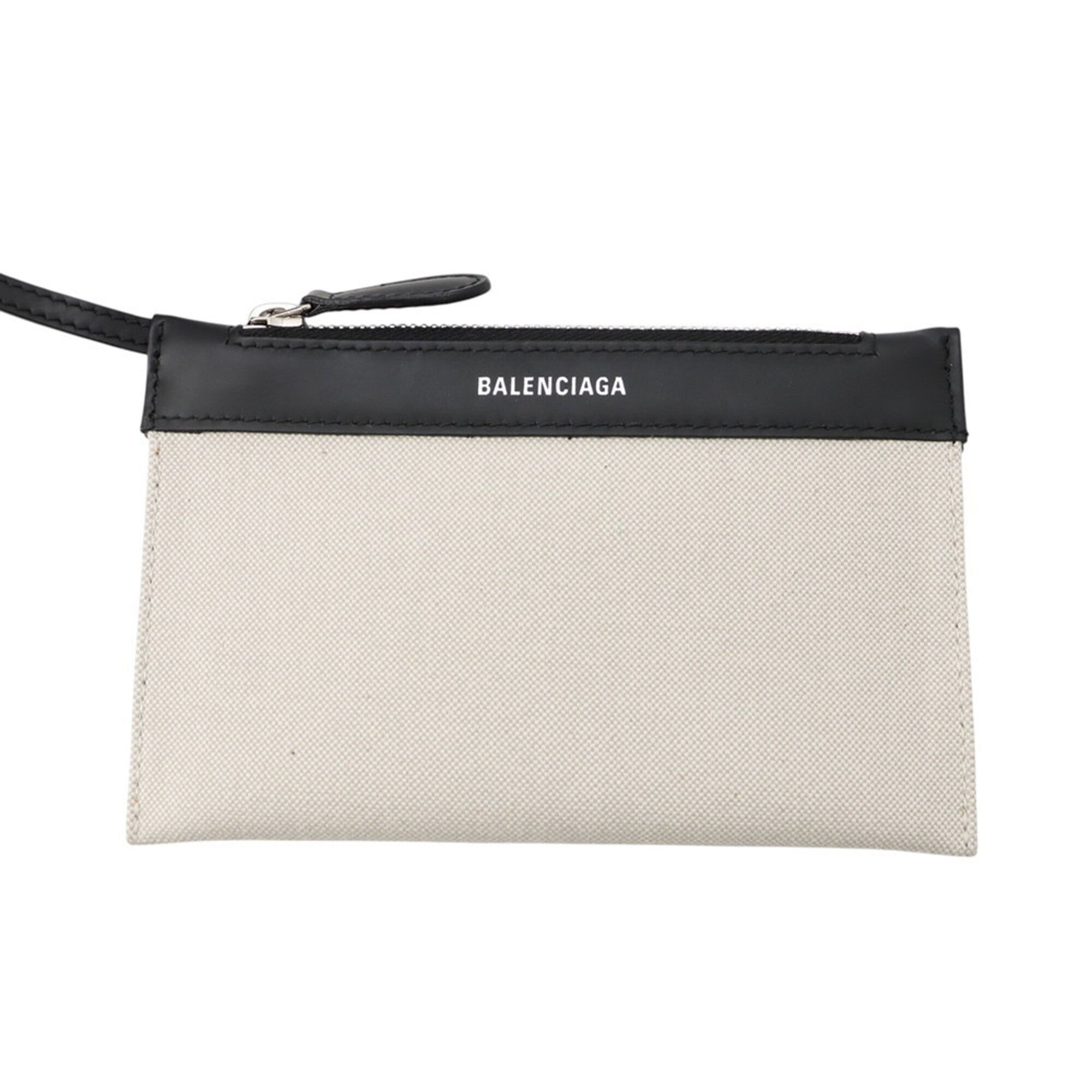 Balenciaga Black White Canvas Leather Handbag Pouch (Pre-Owned)