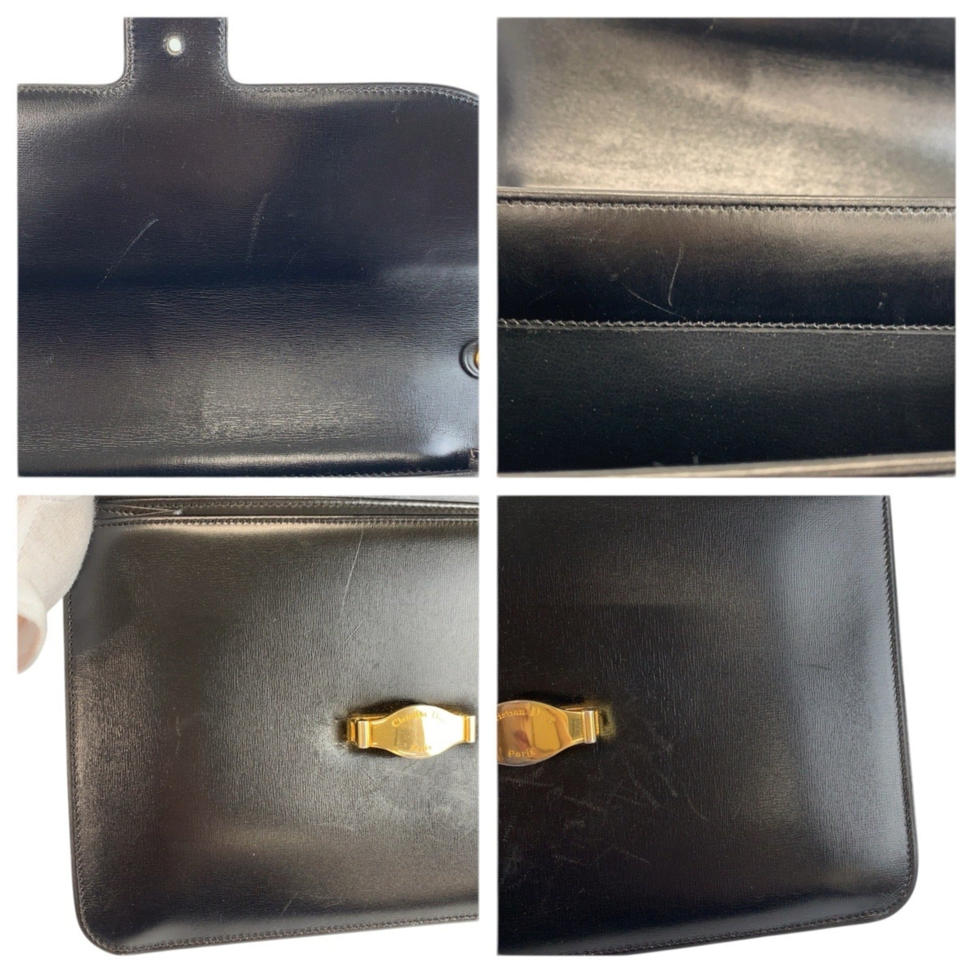 Christian Dior Black Leather Handbag Shoulder Bag (Pre-Owned)