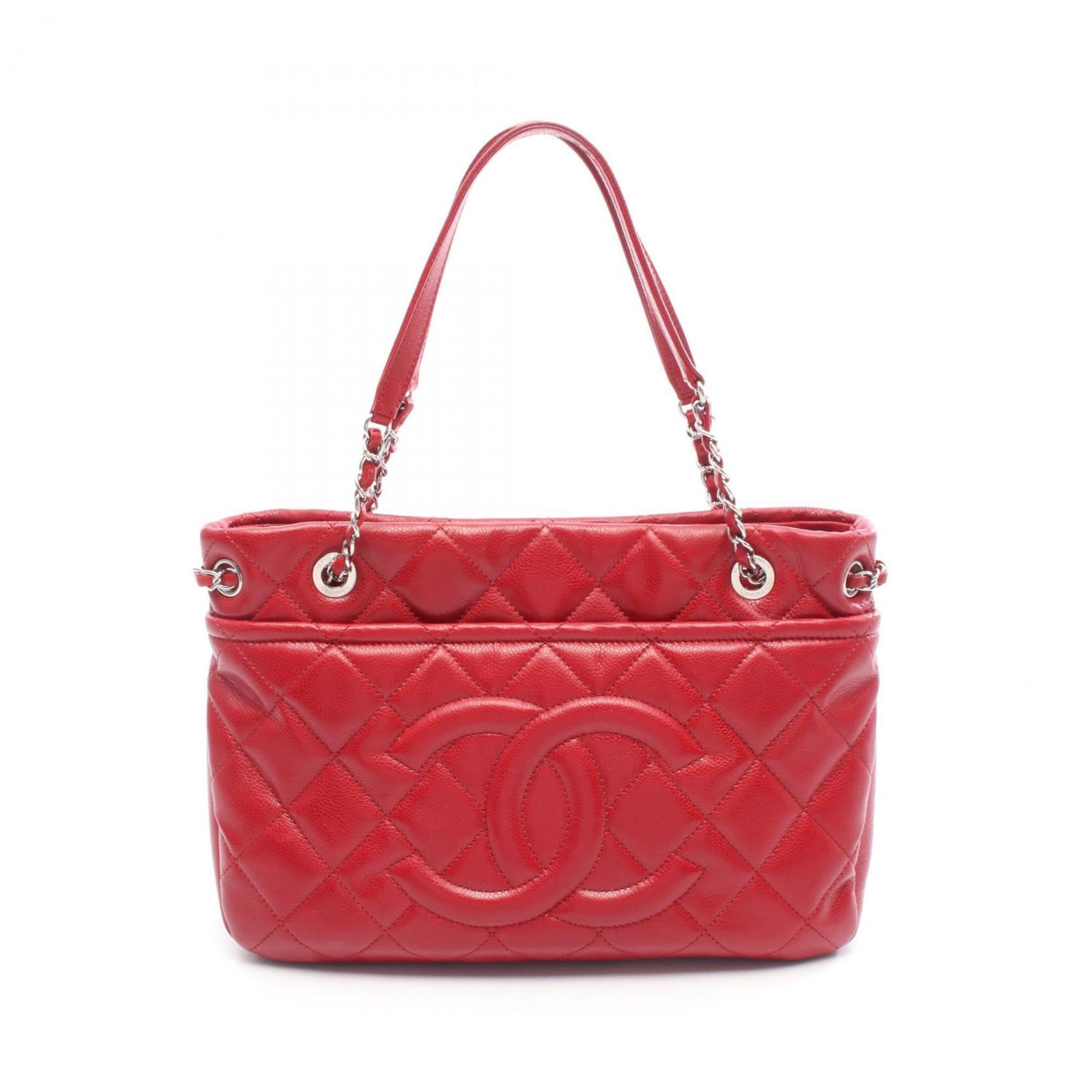Chanel Red Color Leather Tote Bag (Pre-Owned)
