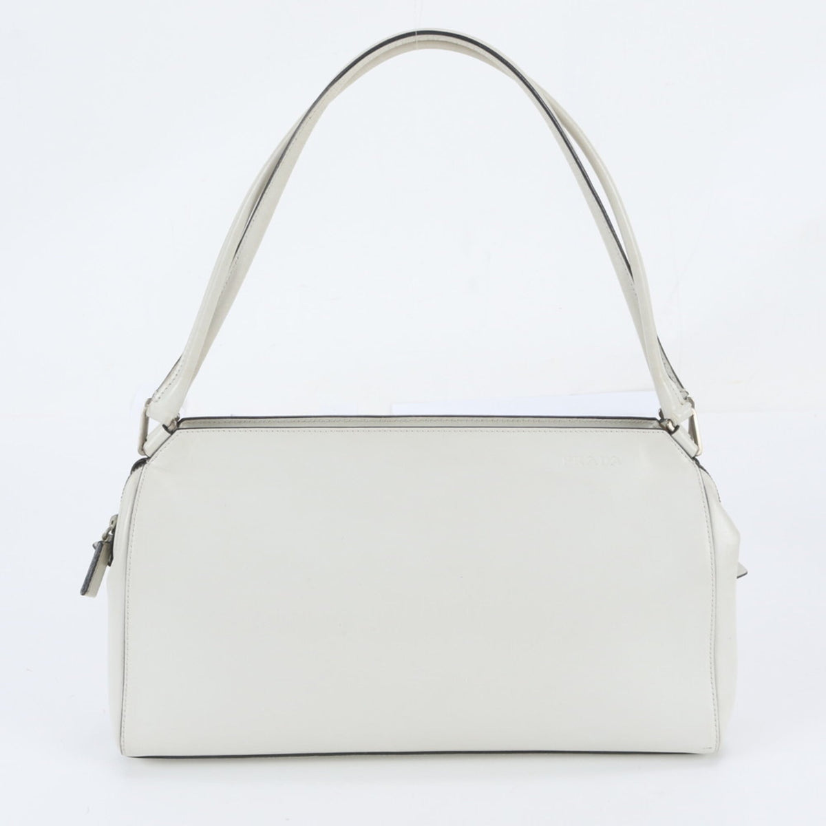 Prada White Leather Handbag Shoulder Bag Tote Bag (Pre-Owned)