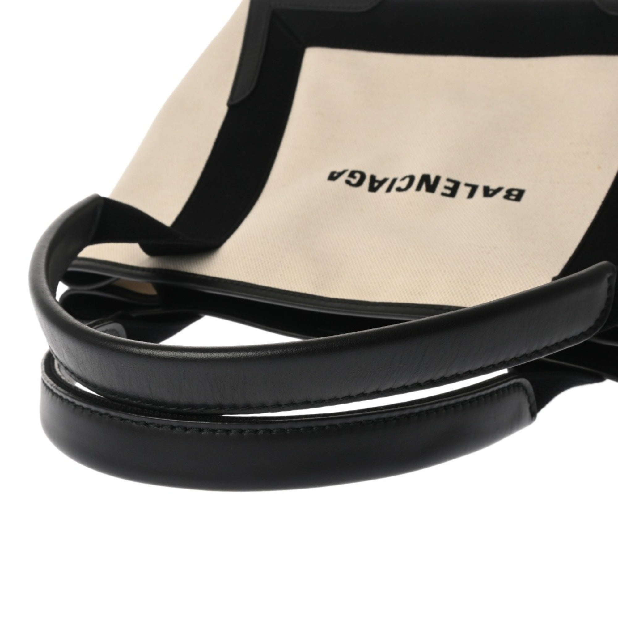Balenciaga Black White Canvas Leather Handbag Pouch (Pre-Owned)