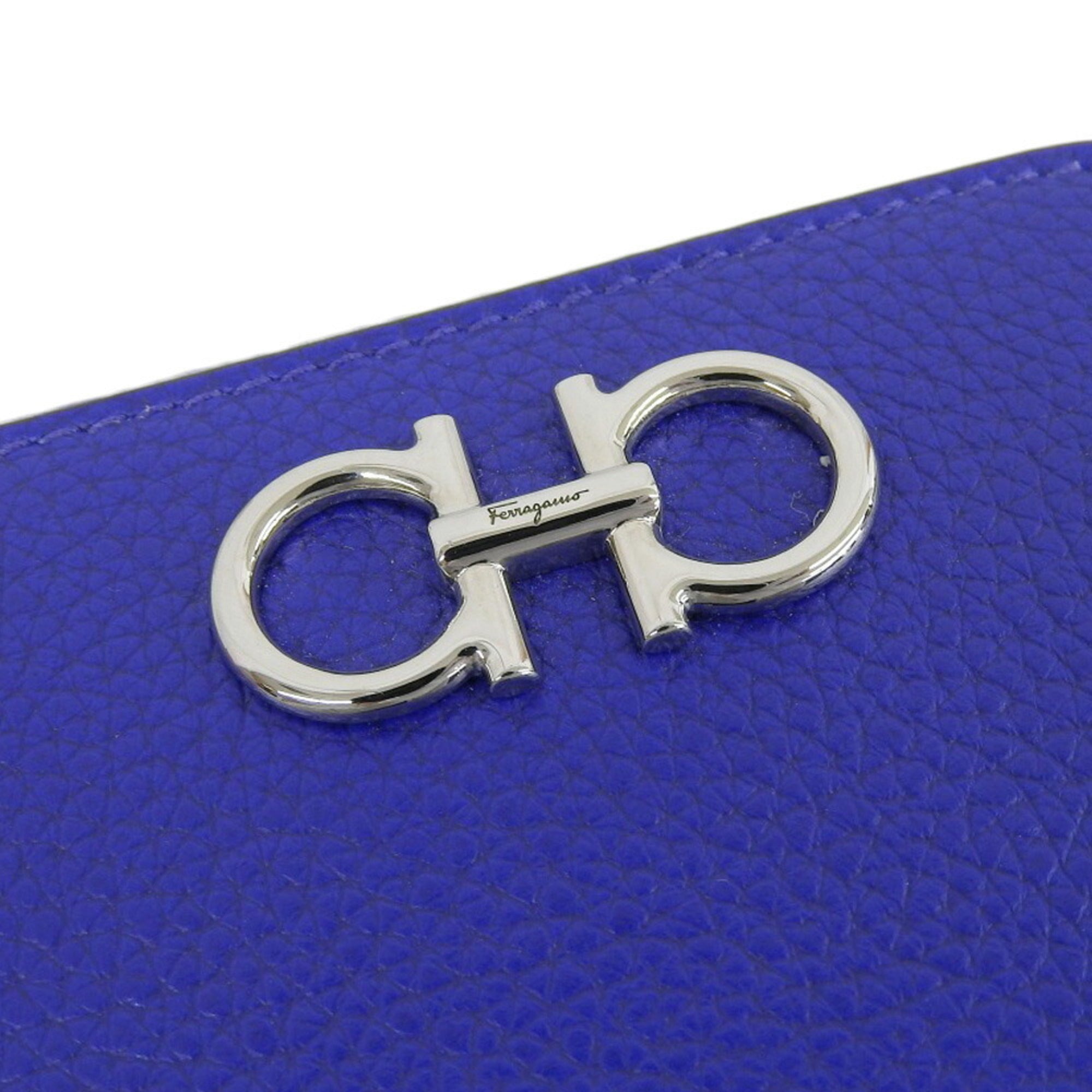 Salvatore Ferragamo Blue Leather Coin Purse/Coin Case (Pre-Owned)