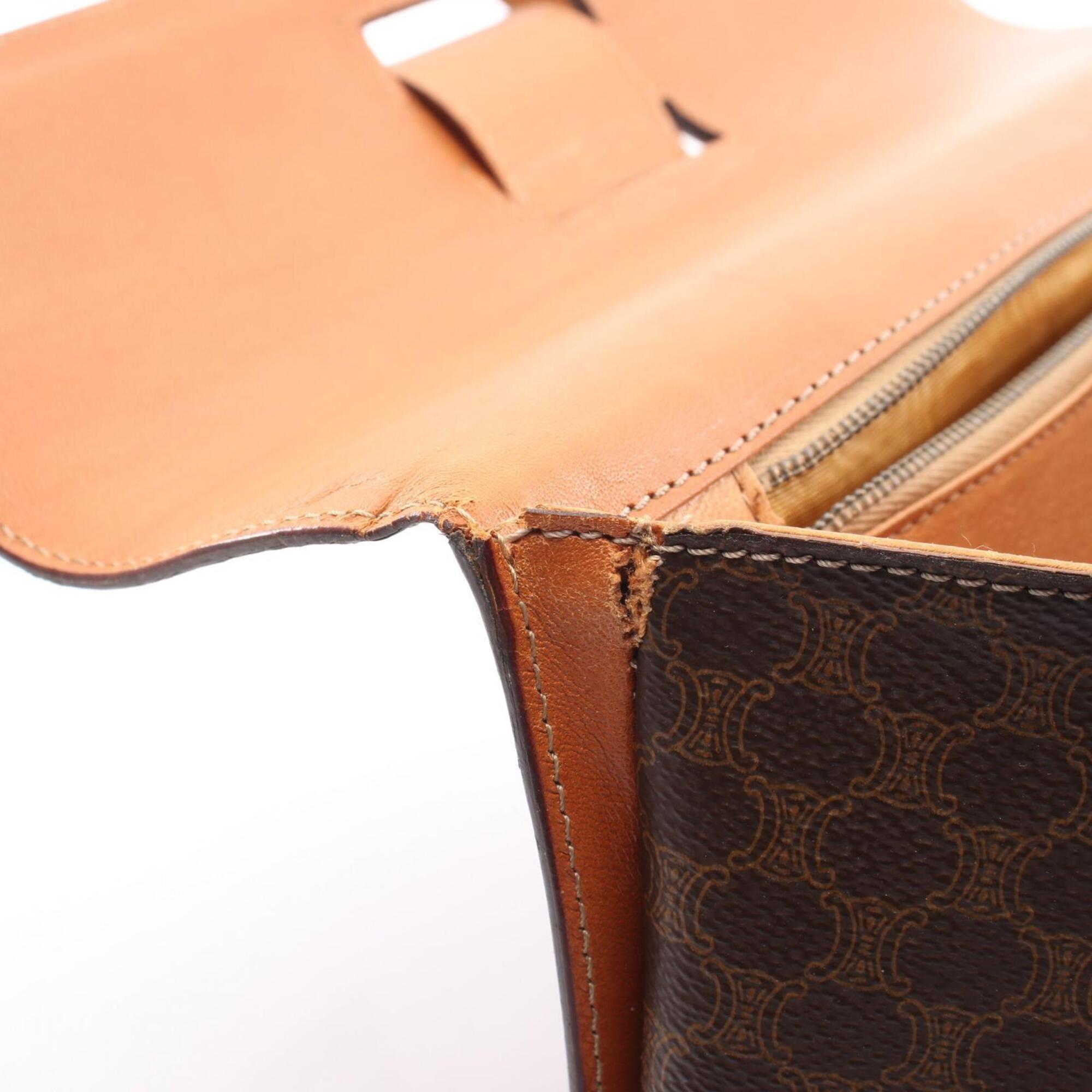 Celine Macadam Brown Coated Canvas Handbag (Pre-Owned)