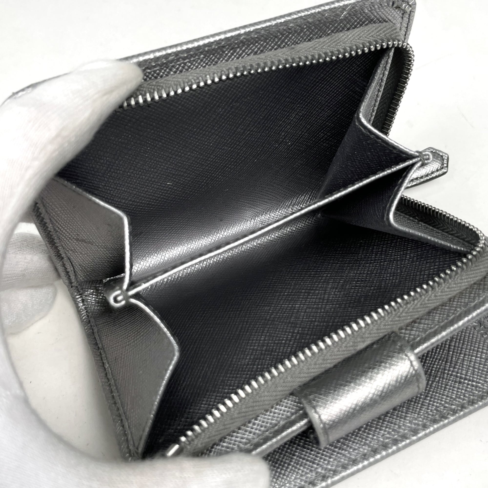 Prada Silver Saffiano Wallet (Bi-Fold) (Pre-Owned)