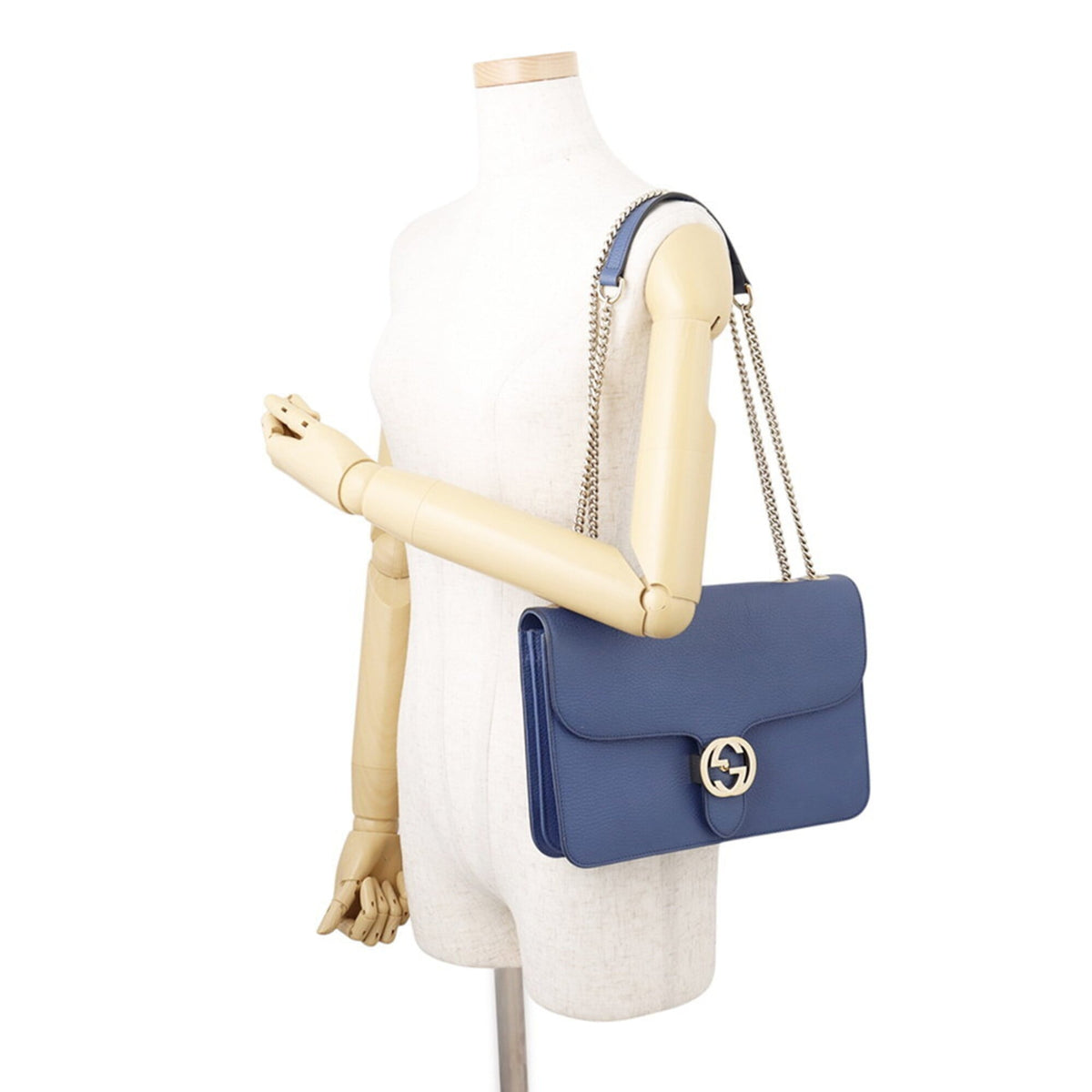 Gucci Black Blue Leather Handbag Shoulder Bag (Pre-Owned)